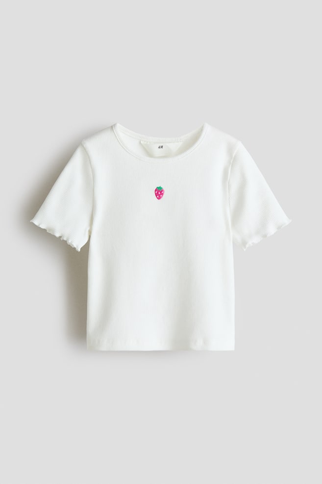 Ribbed Top - White/strawberry/Light beige/leopard print/Cream/hearts/White/navy blue striped - 1
