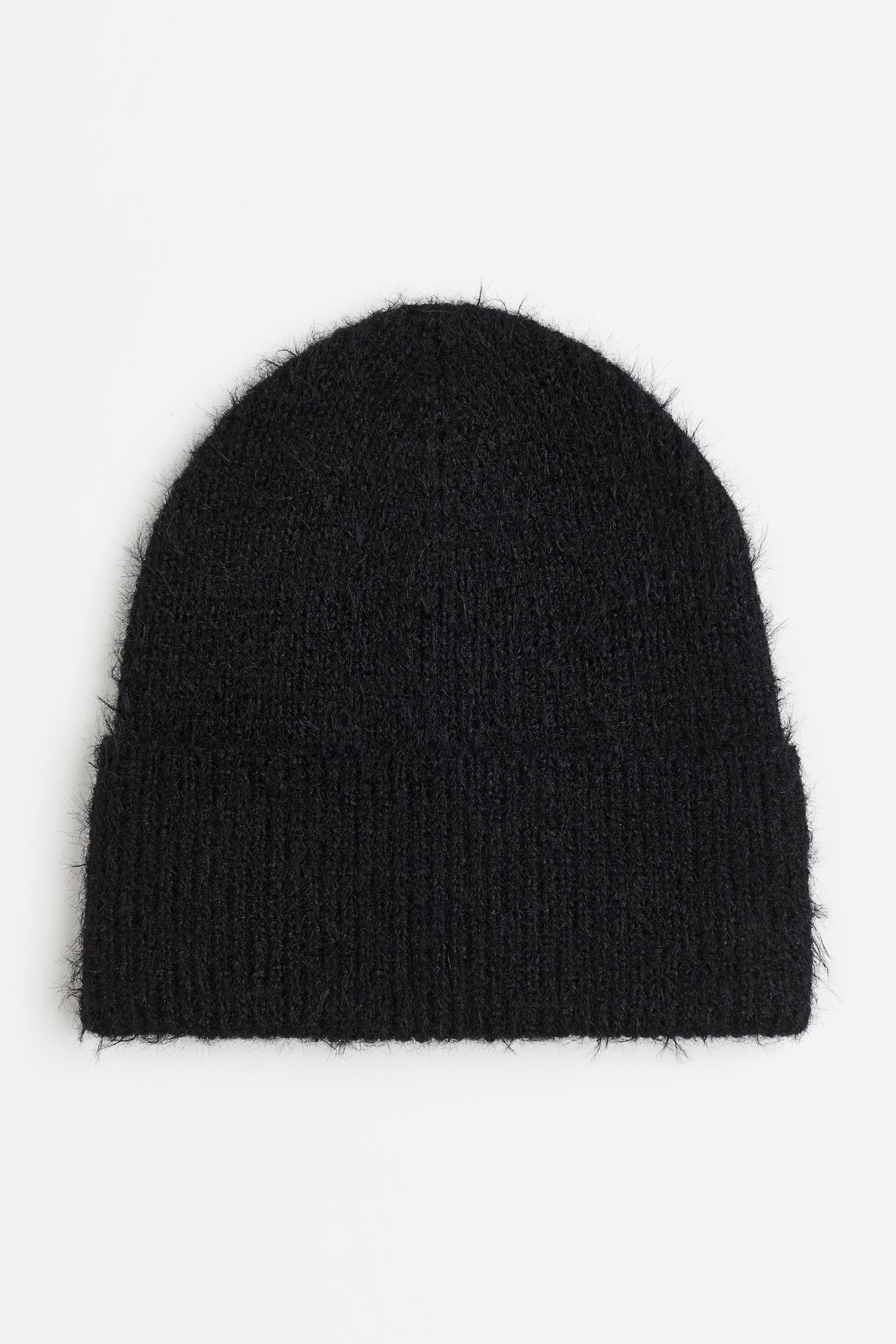 Fluffy Knit Beanie - Black - 2