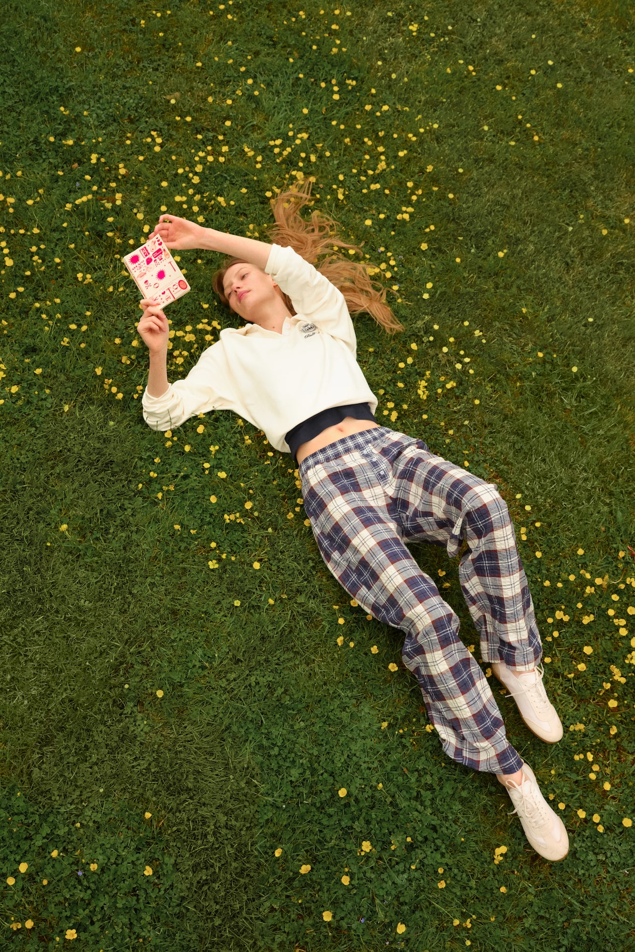 Pull-on trousers - Dark blue/Checked - Ladies | H&M GB