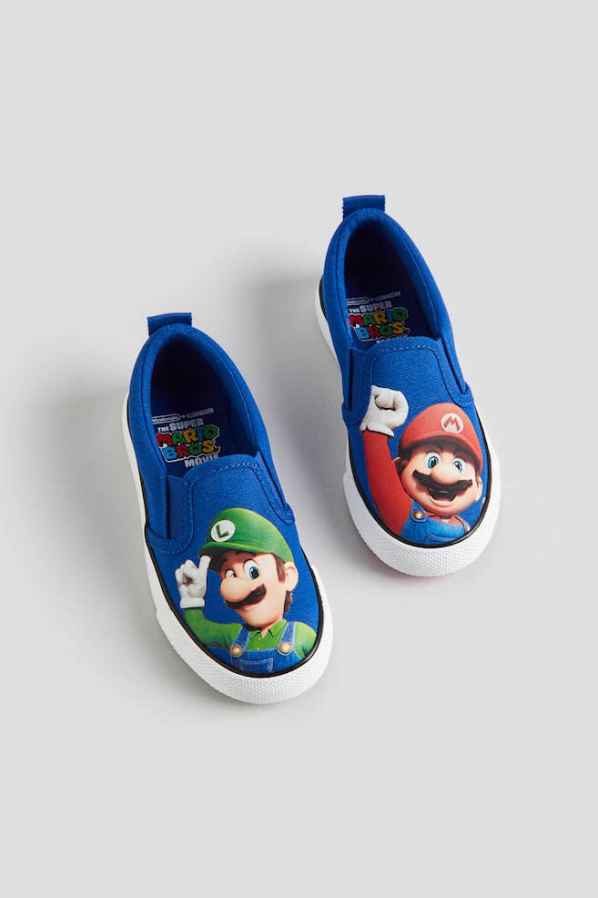 Sneakers slip-on con stampa - Blu/Super Mario - 3