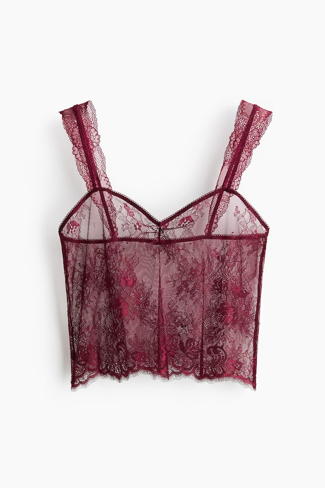 Short lace top - Dark red/Black - 1