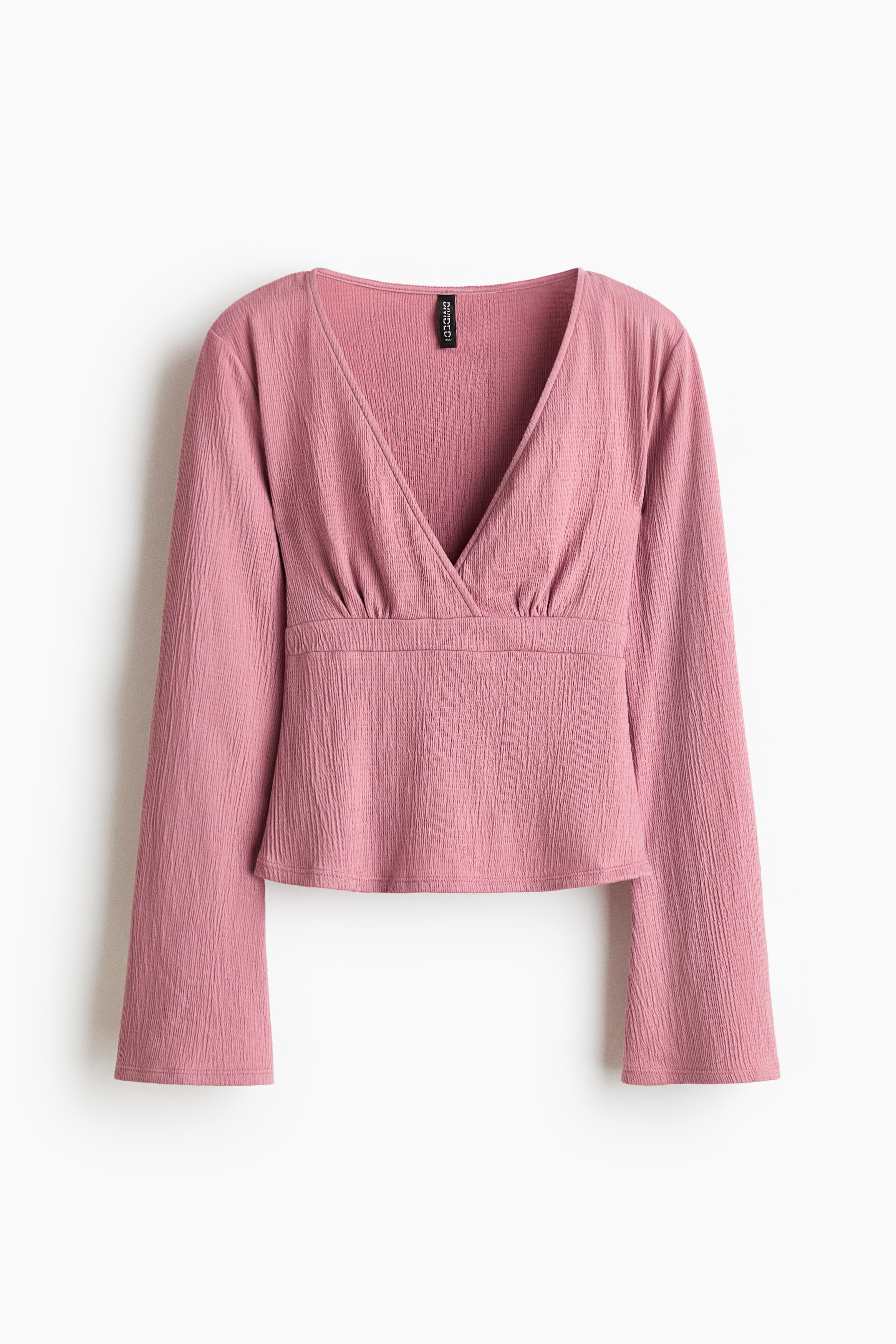 Textured-knit tie-detail top - Pink/Light beige/Navy blue