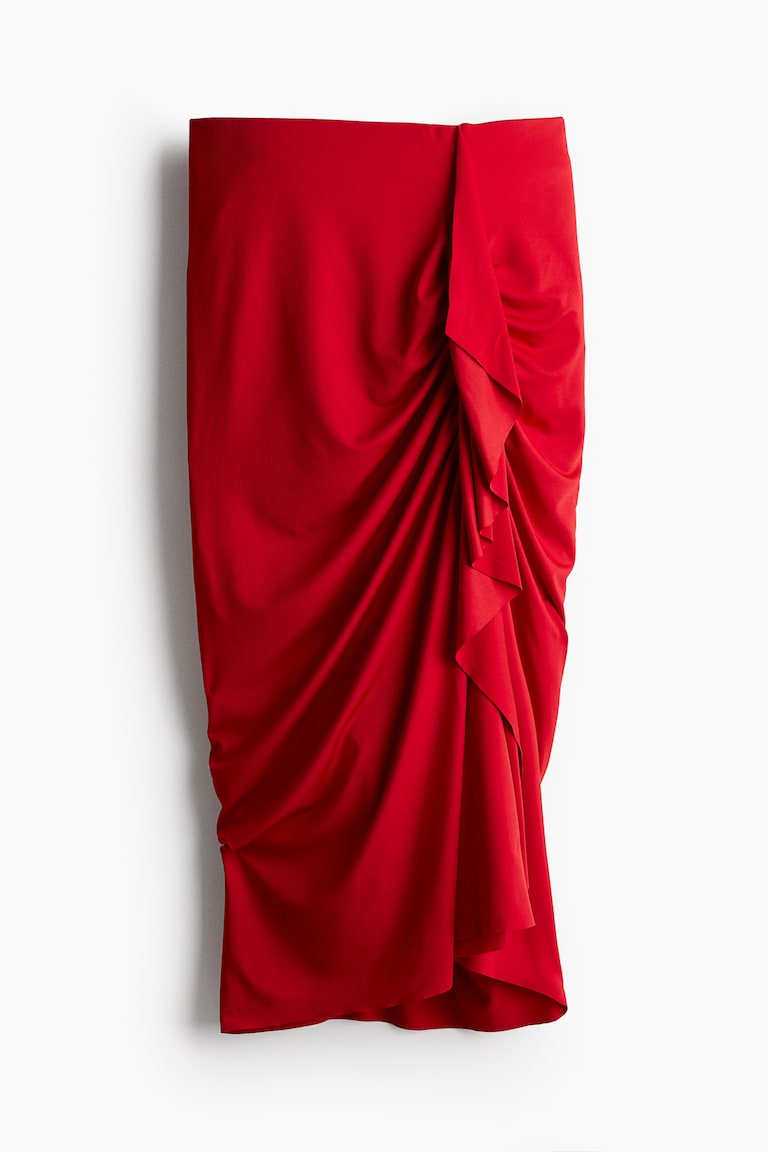 Draped jersey skirt Bright red Ladies H&M IN