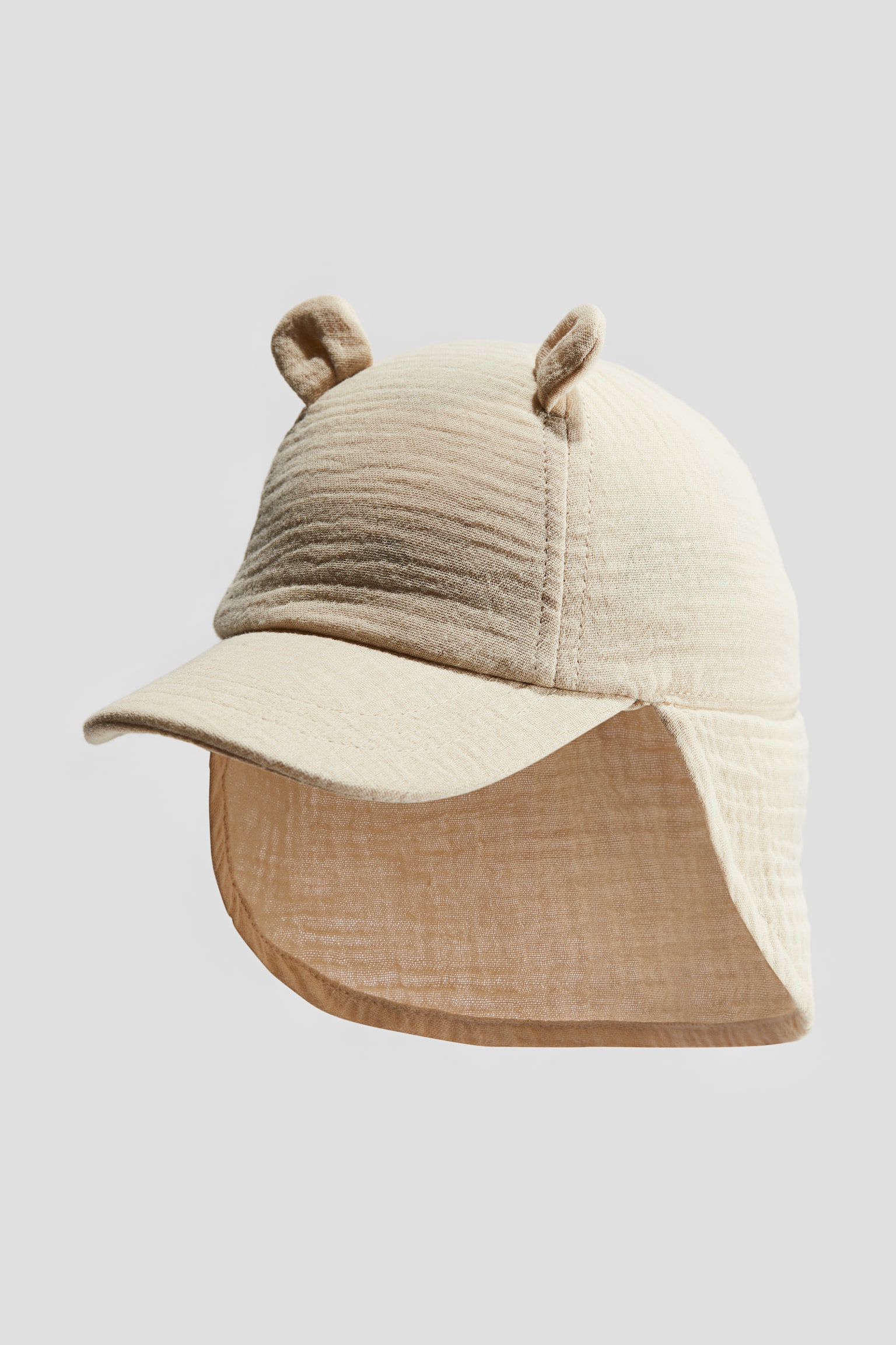 Ear Detail Muslin Cap - Beige - 1