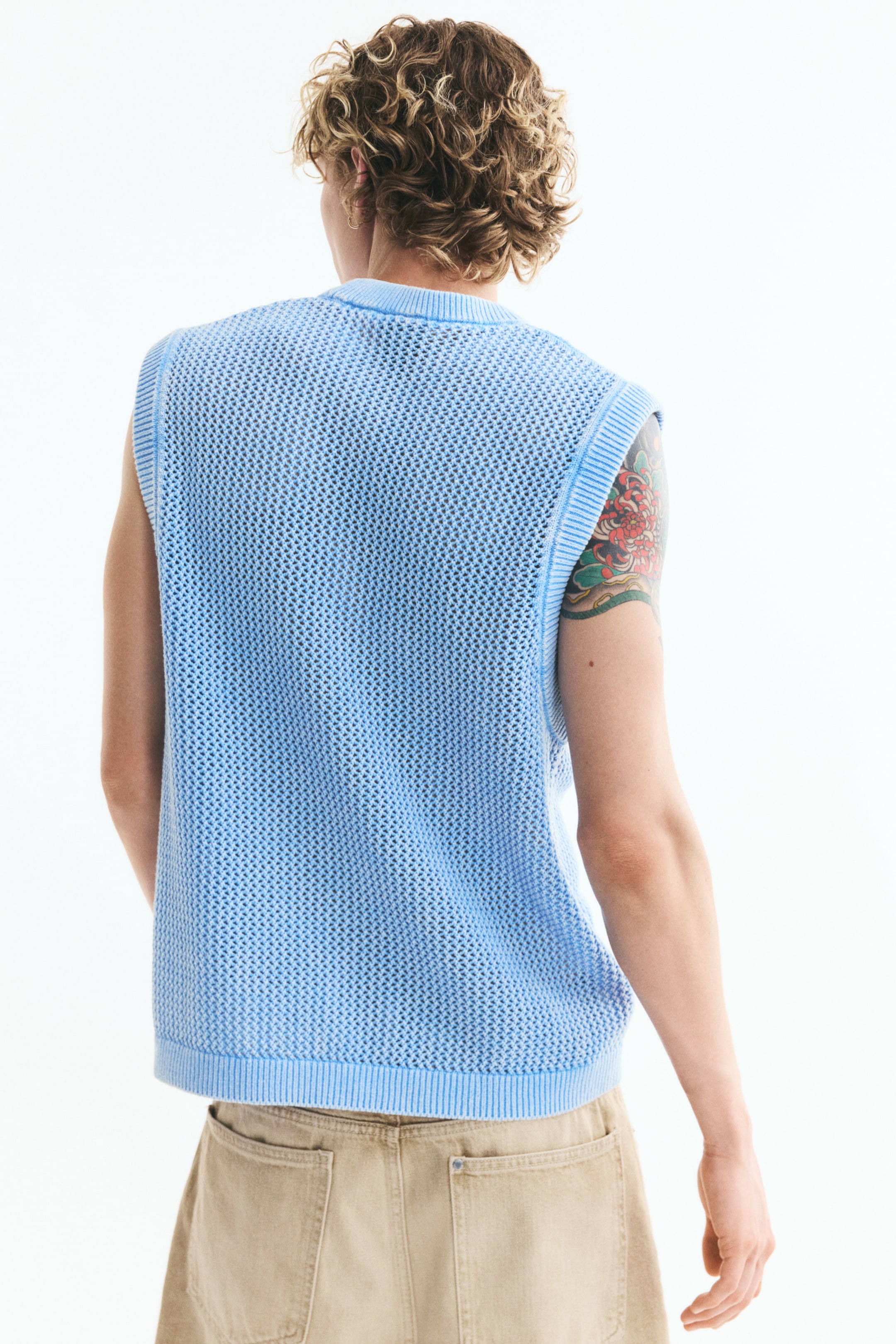Regular-Fit Open-Knit Sweater Vest