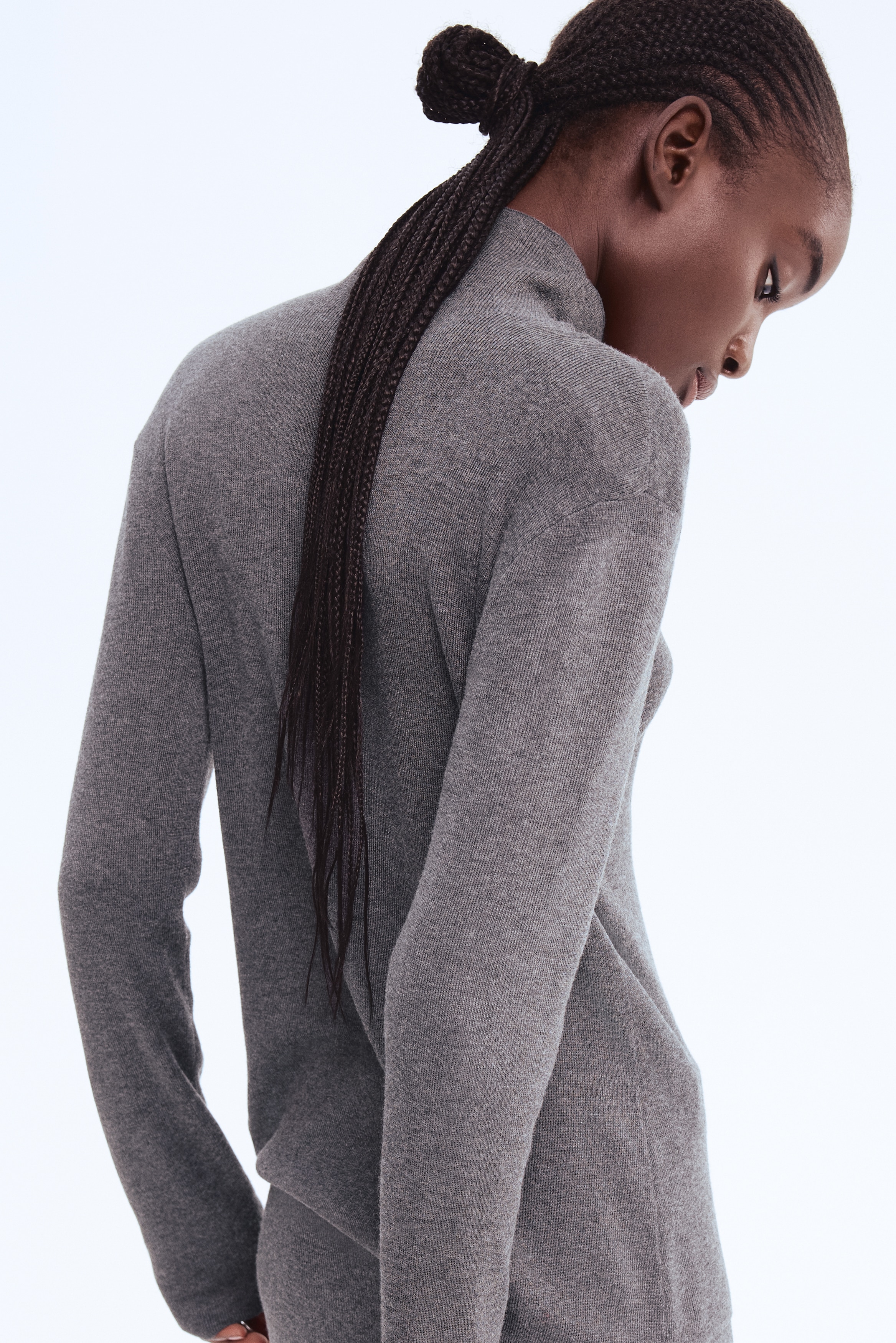 Fine-knit turtleneck top