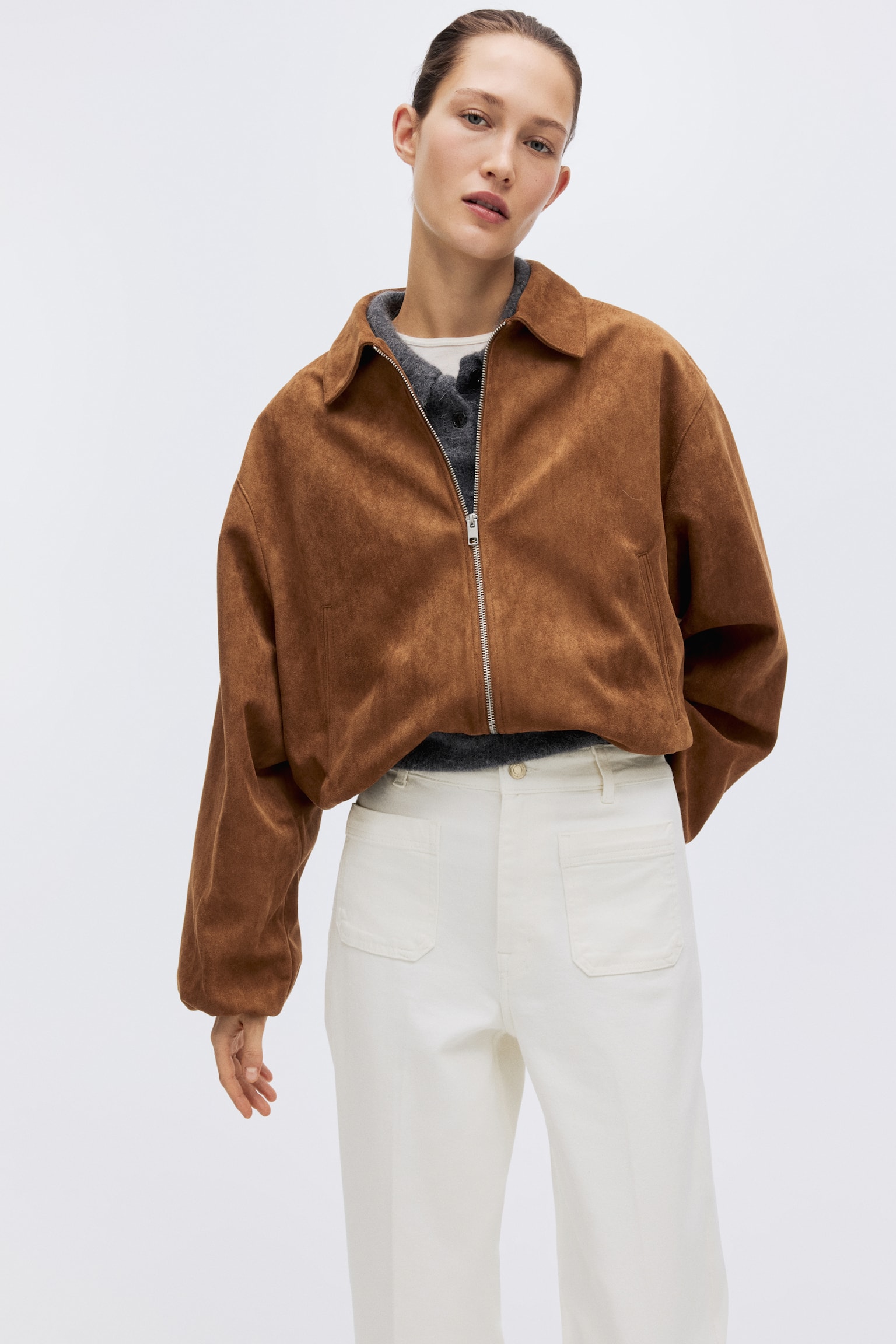 Wide High Jeans - White/Dark brown/Light red/Navy denim blue/Light denim blue/Dark denim blue/Powder pink - 7