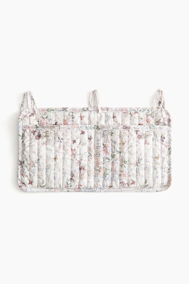 Quilted Cotton Storage Pocket - White/Bambi - 1