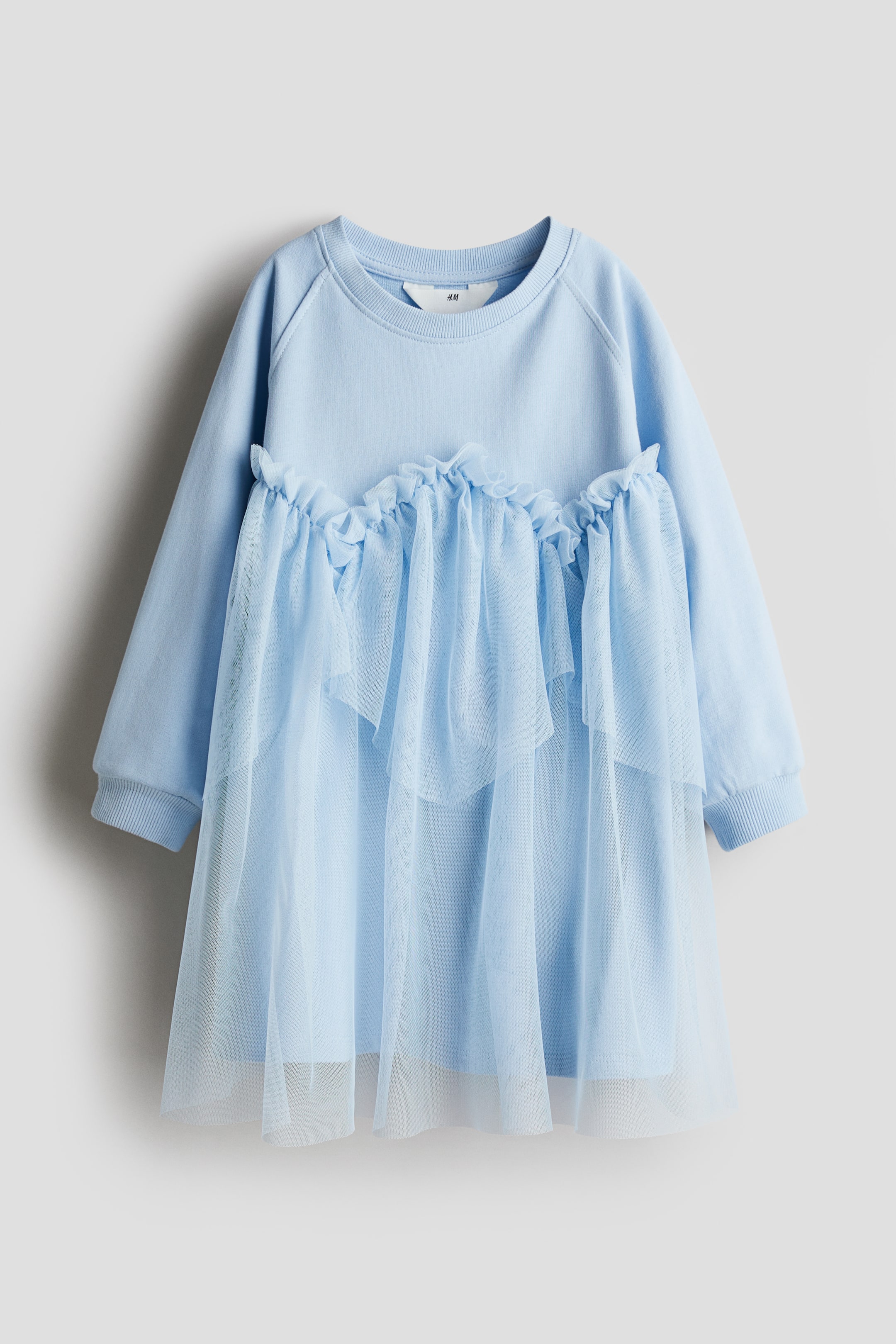 이미지 확대 보기: 스웨트 & 튤 드레스 - 라이트 블루 - Kids | H&M KR 1
