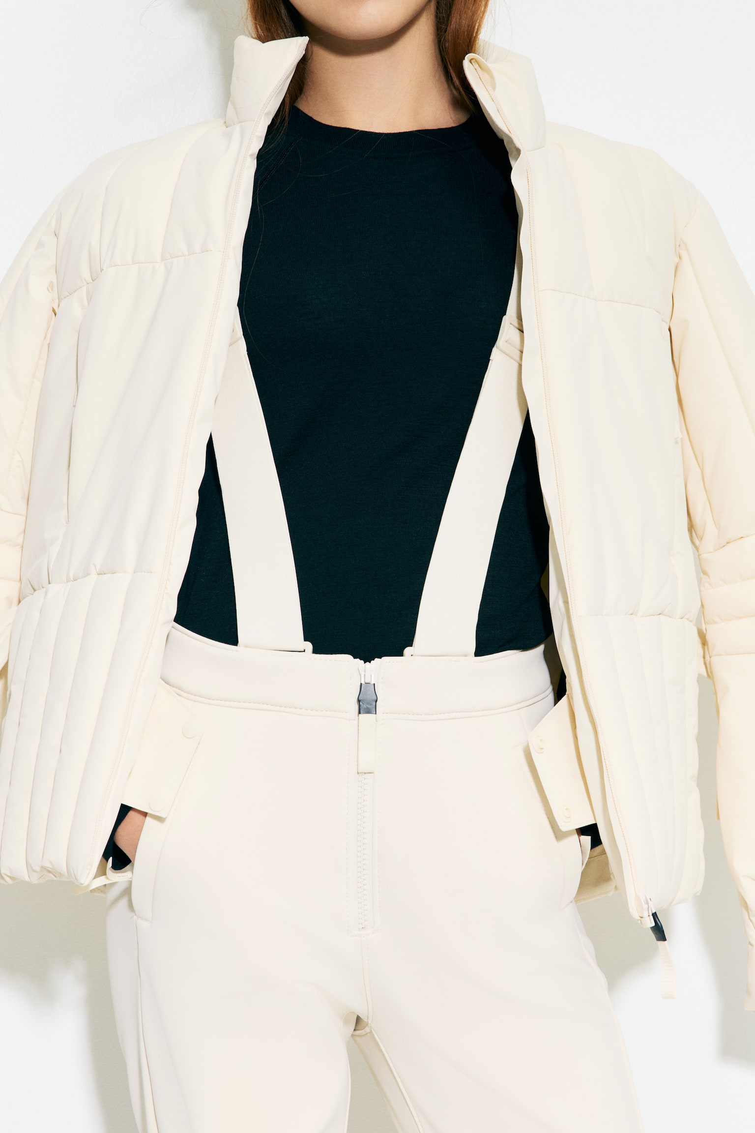 Water-repellent ski trousers - Cream/Black - 6