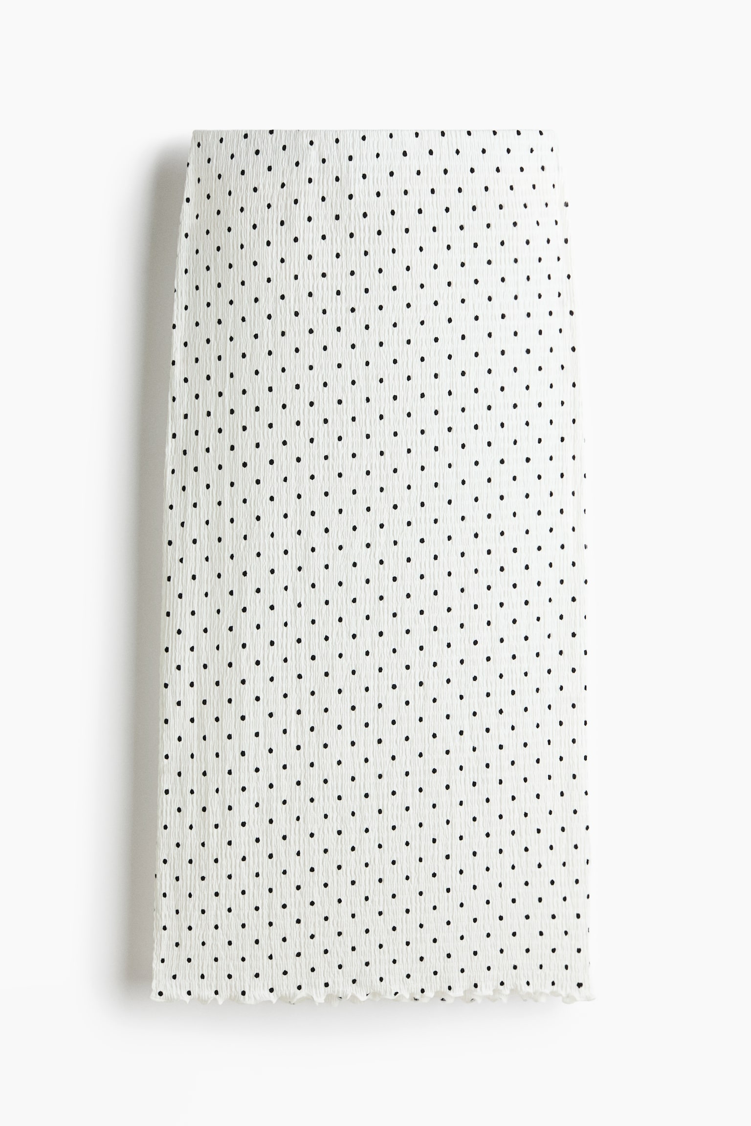 Falda en punto smock - Blanco/Lunares/Amarillo claro/Café oscuro