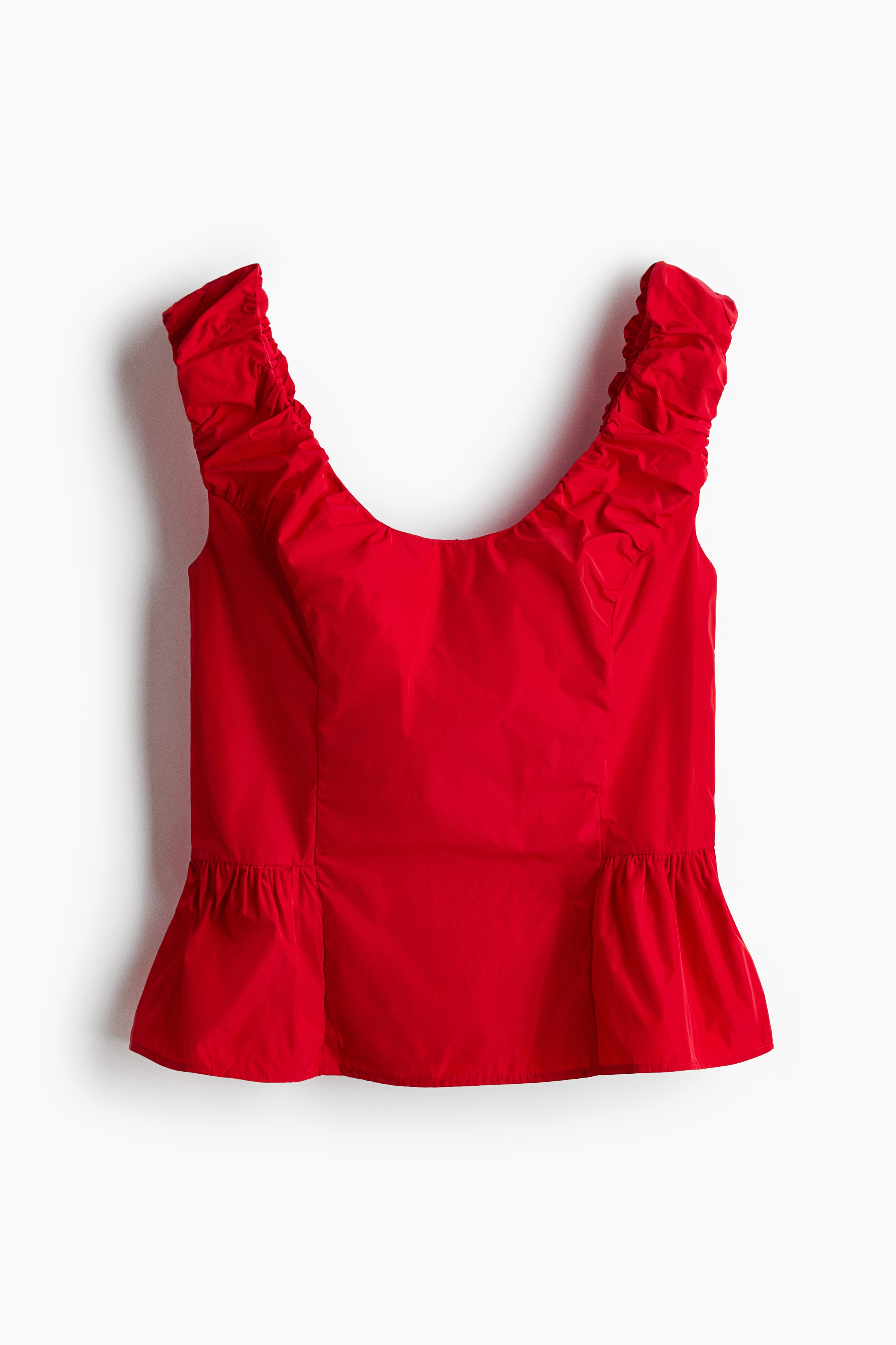 Peplumtop met rimpeleffect - Rood