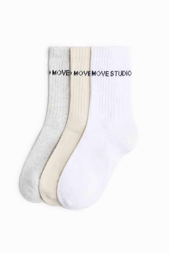 Calze sportive 3 paia - Bianco/Bianco/righe/Bianco/beige - 1