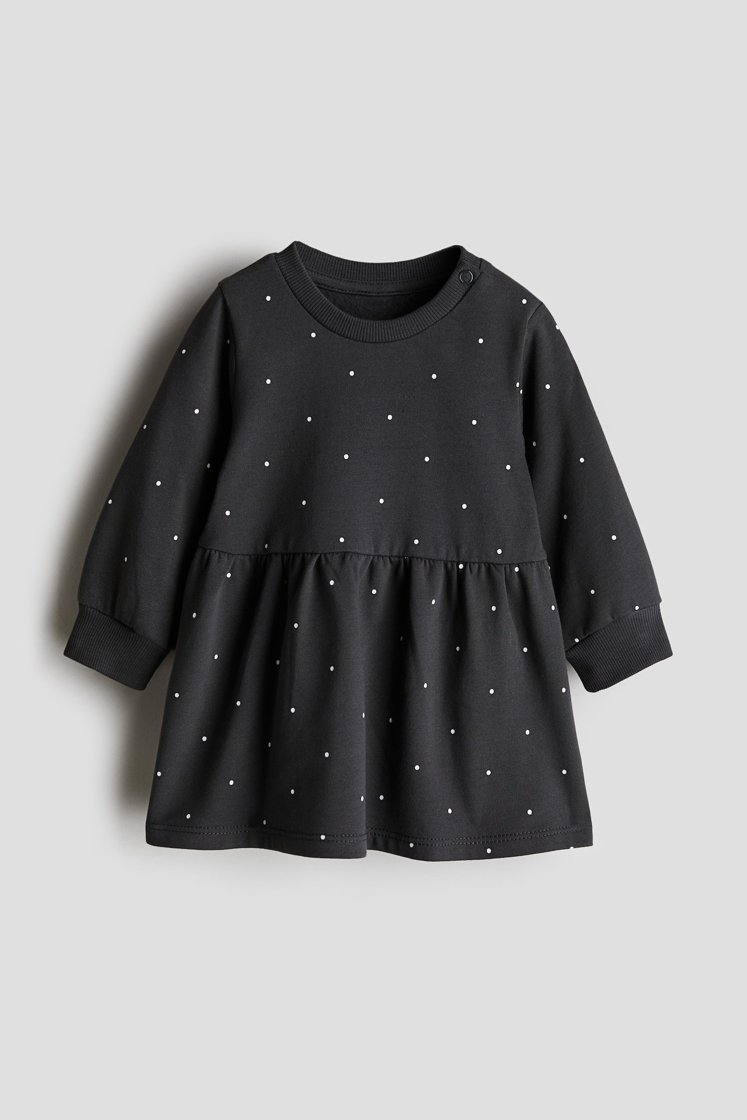 Cotton sweatshirt dress - Dark grey/Spotted/Light pink/Dark red/Spotted - 1