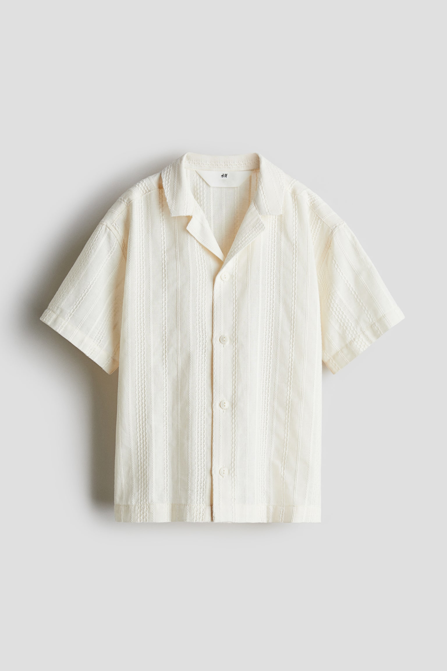 Textured resort shirt - Cream - 1