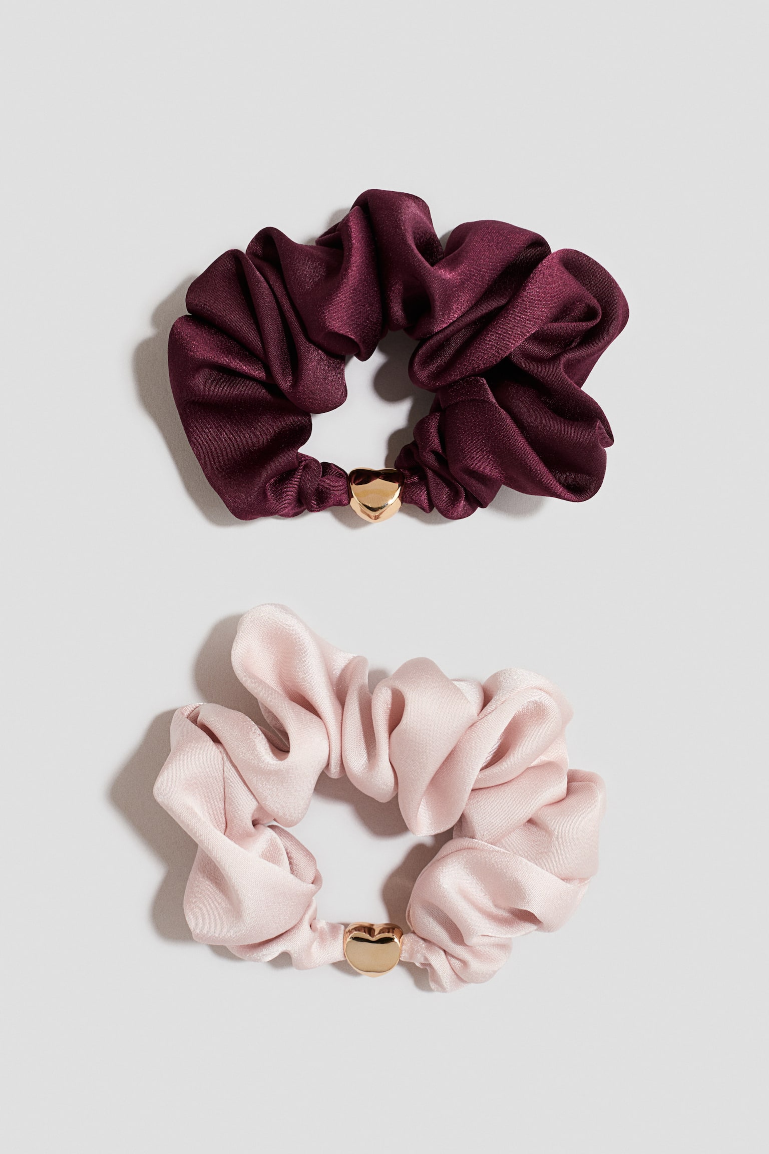 Детские аксессуары для волос H&M 2-Pack Bead-Embellished Scrunchies, цвет: Красный / Розовый — фото 1