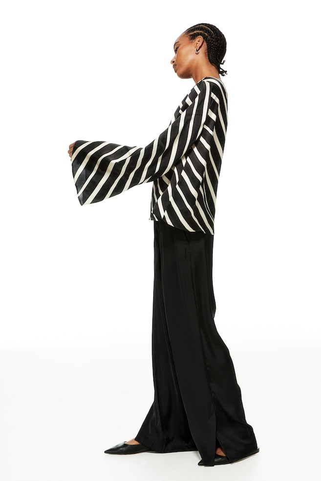 One-shoulder blouse - Black/Striped/Bright blue/Yellow - 4