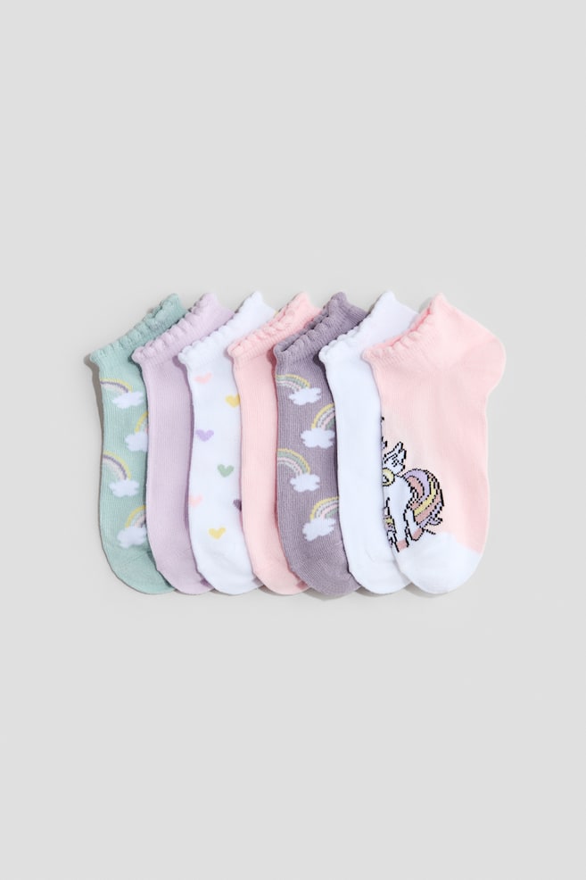 Pack de 7 calcetines tobilleros - Turquesa/Arcoíris/Azul/Corazones/Rosa claro/Fresas/Rosa claro/Floral/Rosa/Dónut/Azul claro/Floral/Rosa claro/Unicornios - 1