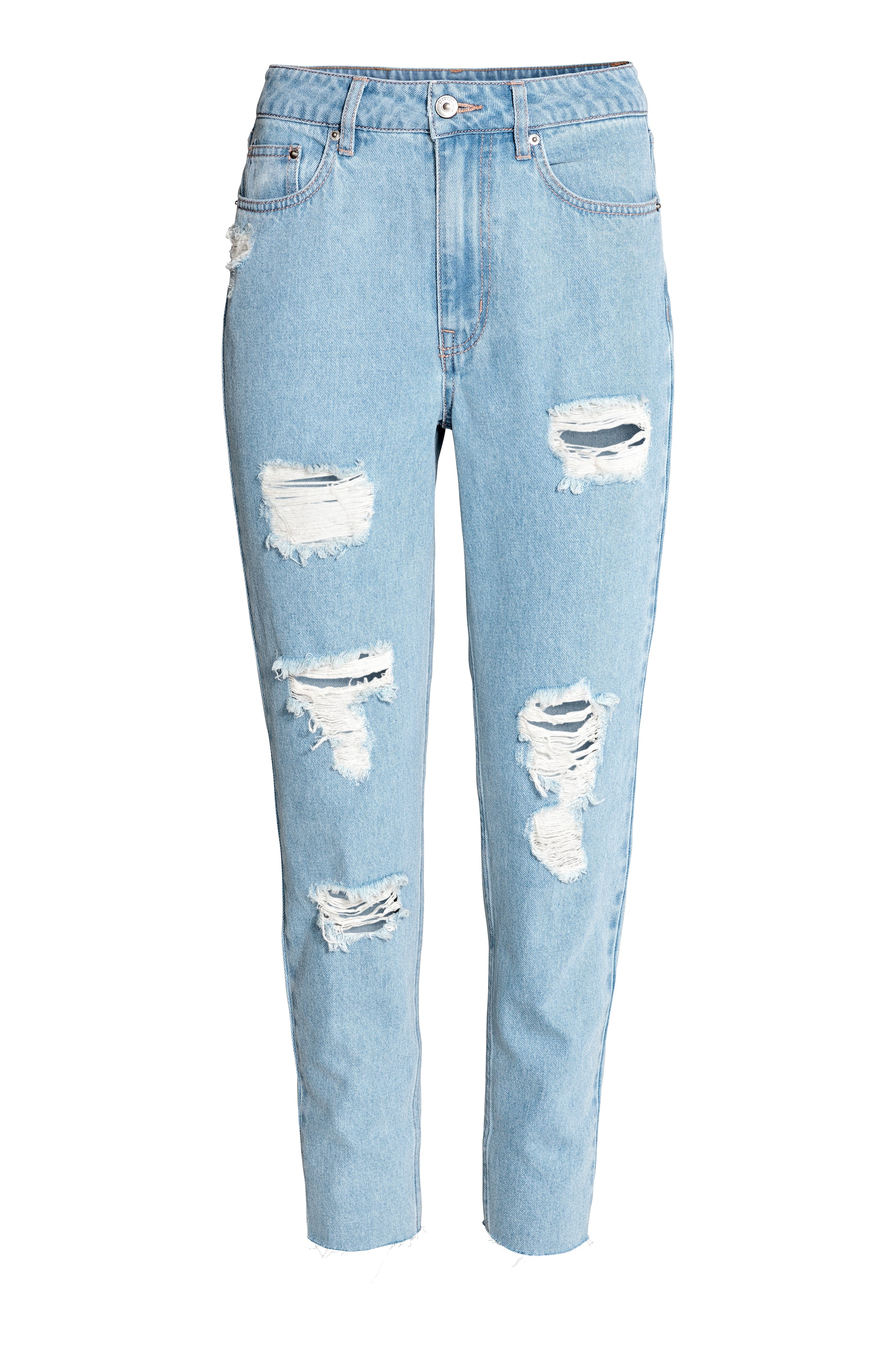 Grotere afbeelding bekijken: Mom Jeans Trashed - Licht denimblauw - DAMES | H&M NL 1