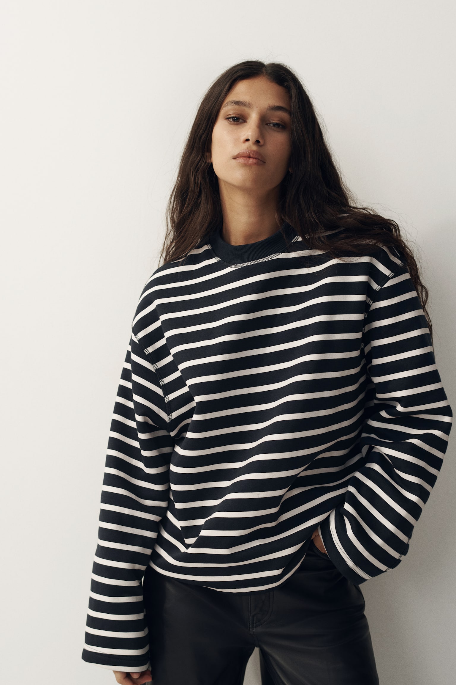 Oversized sweatshirt - Dark blue/Striped - 4