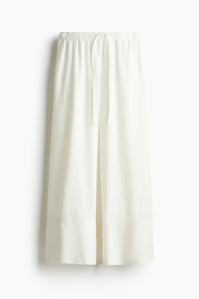 Linen-blend drawstring trousers - White/Grey/White/Striped/Grey/Striped - 1