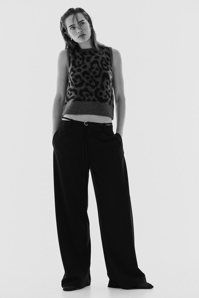 Belted Dress Pants - Black/Beige/Gray/Dark brown - 1