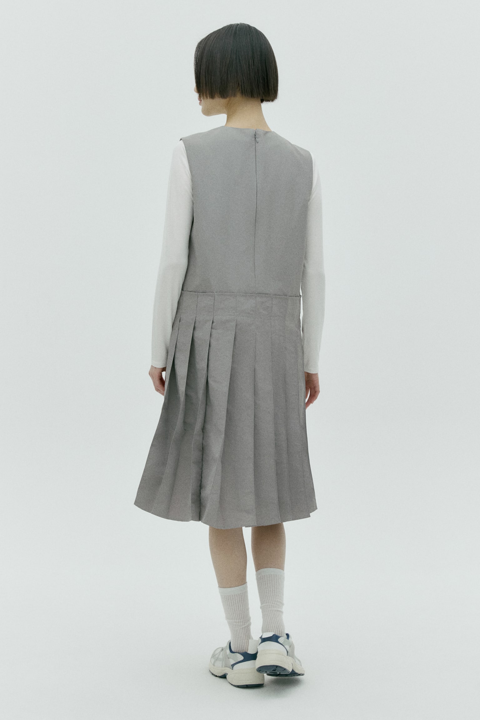 플리츠 드레스 - 그레이/블랙 - 3