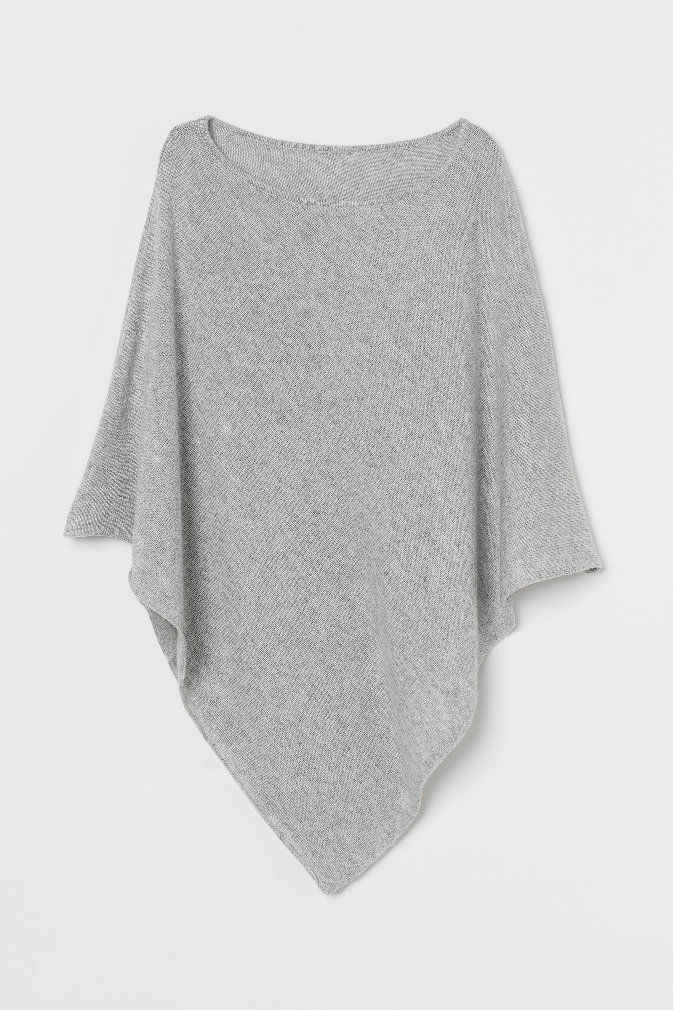 View larger image: Knitted poncho - Light grey marl - Ladies | H&M HK 1