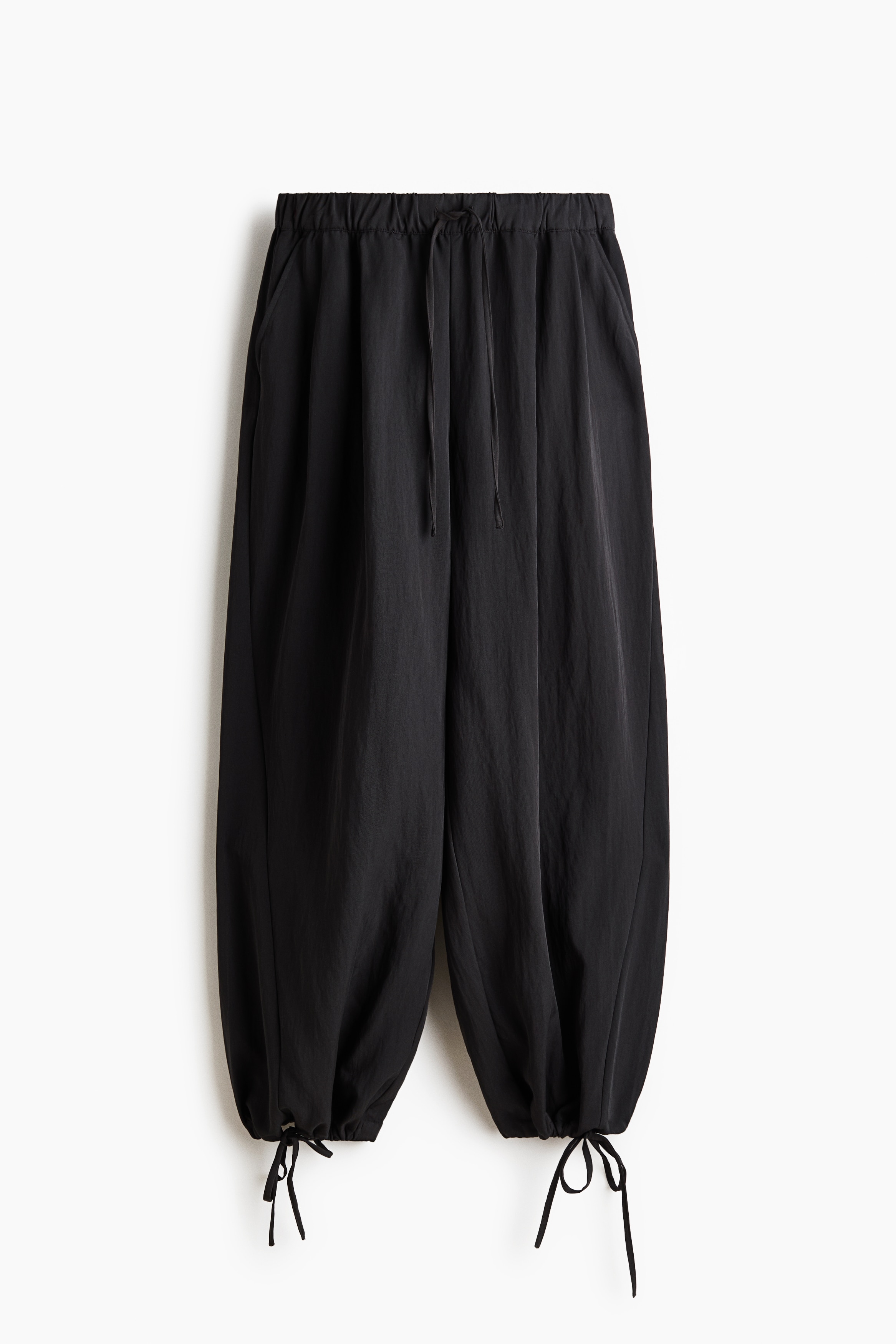 Tie-Detail Balloon-Leg Pants - Dark gray/Dark beige