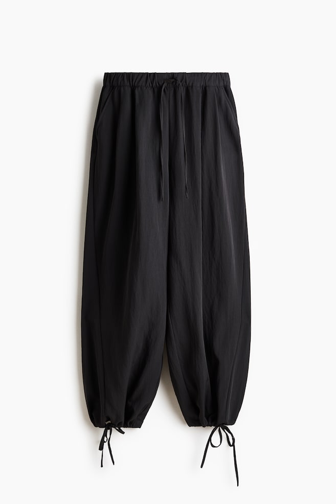 Tie-Detail Balloon-Leg Pants - Dark gray/Dark beige - 1