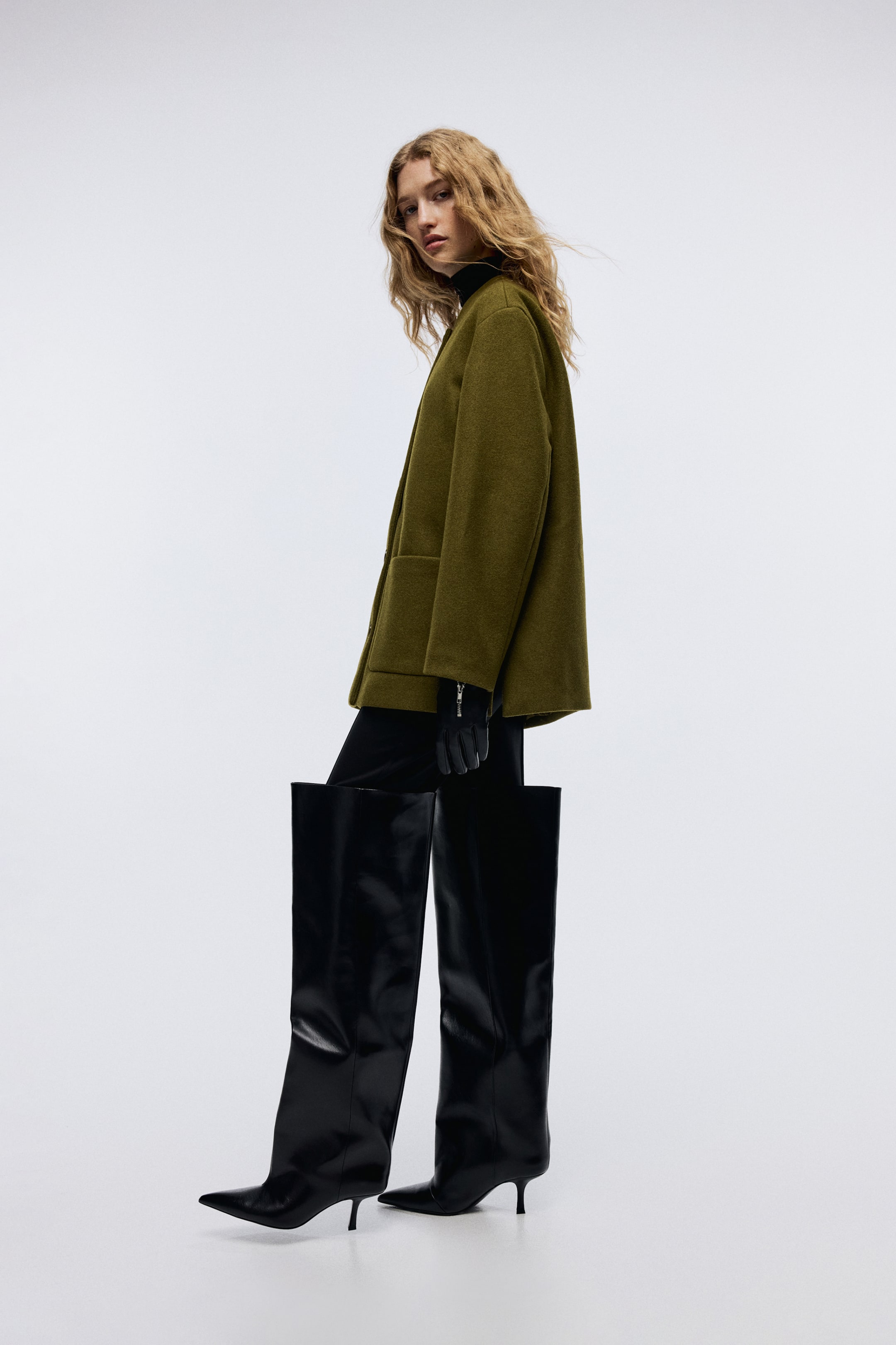 Ampliar la imagen: Abrigo con bufanda - Verde oliva - Ladies | H&M MX 4