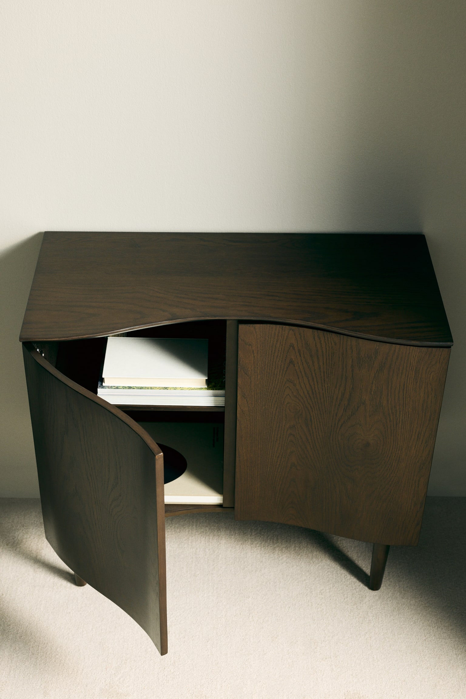 Curved wooden cabinet - Brown - 5