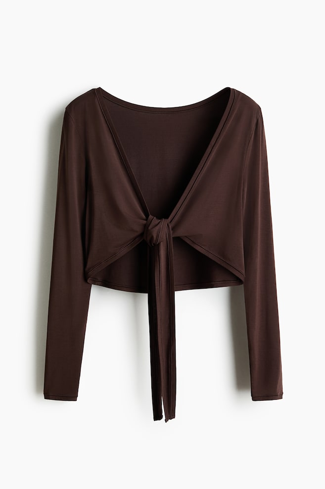 Cropped Long-Sleeved Yoga Top - Warm brown/Plum/Dusty mauve/Black - 1
