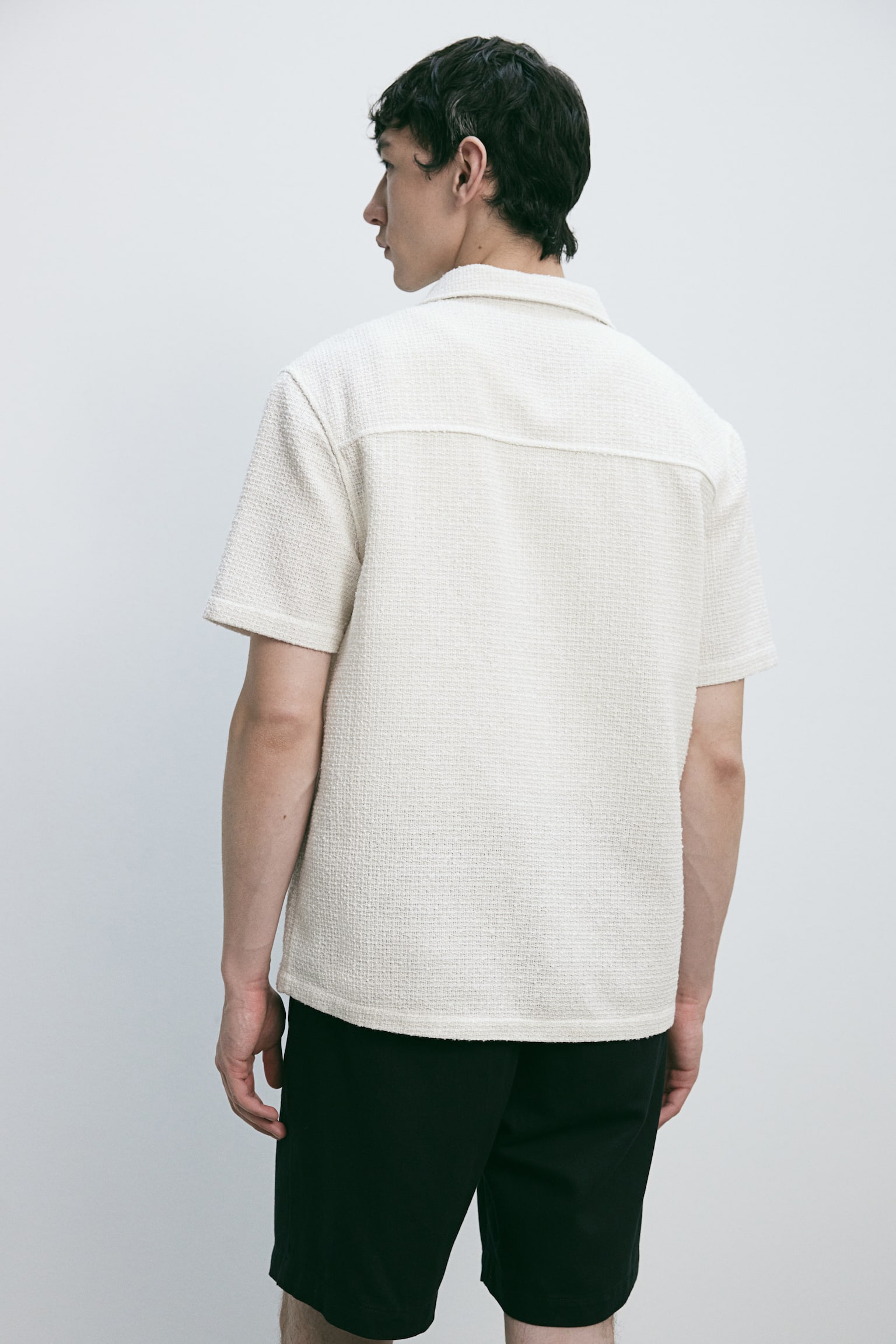 Regular Fit Bouclé resort shirt - White - 5