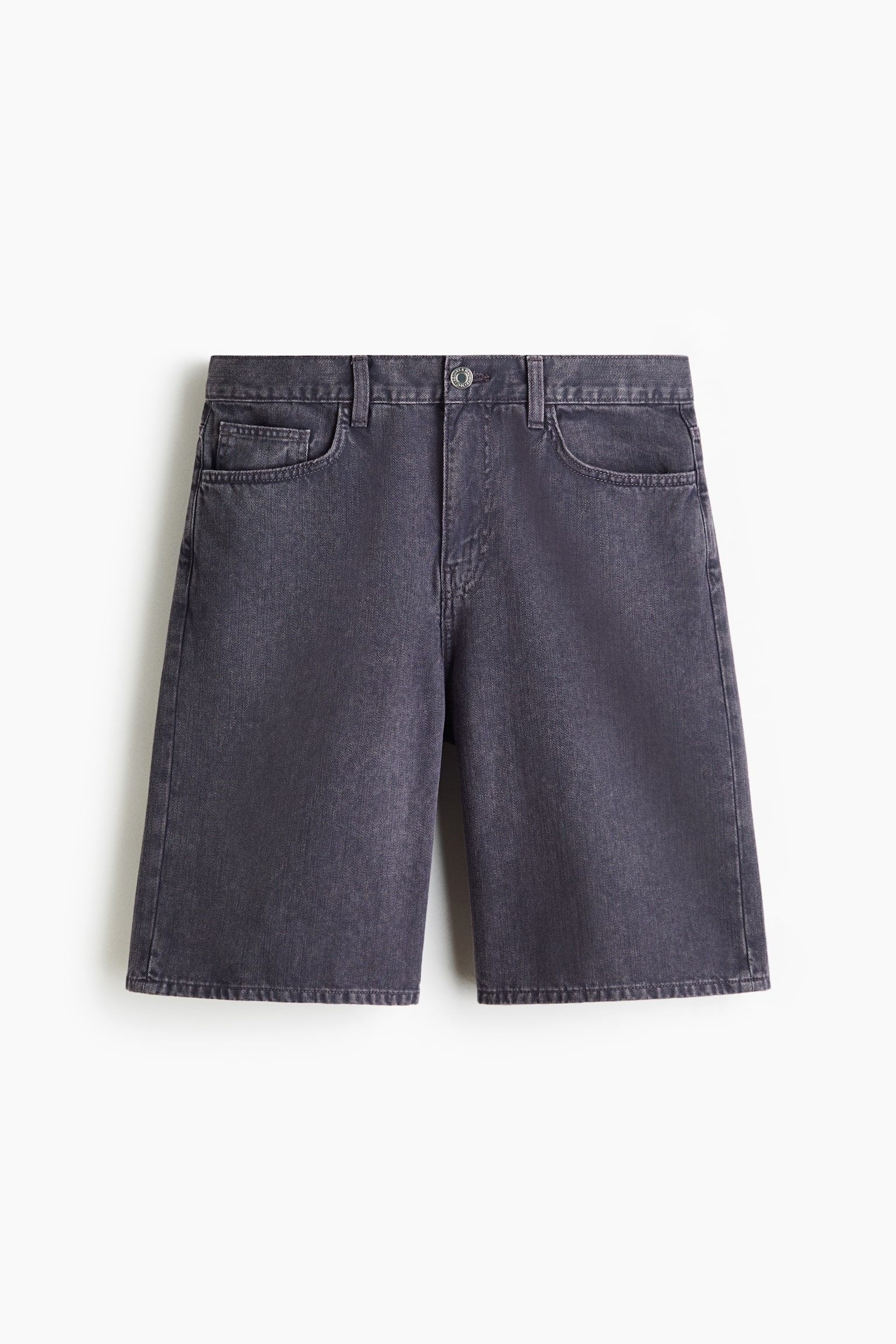 Relaxed denim shorts - Dark lilac/Black/Beige - 1
