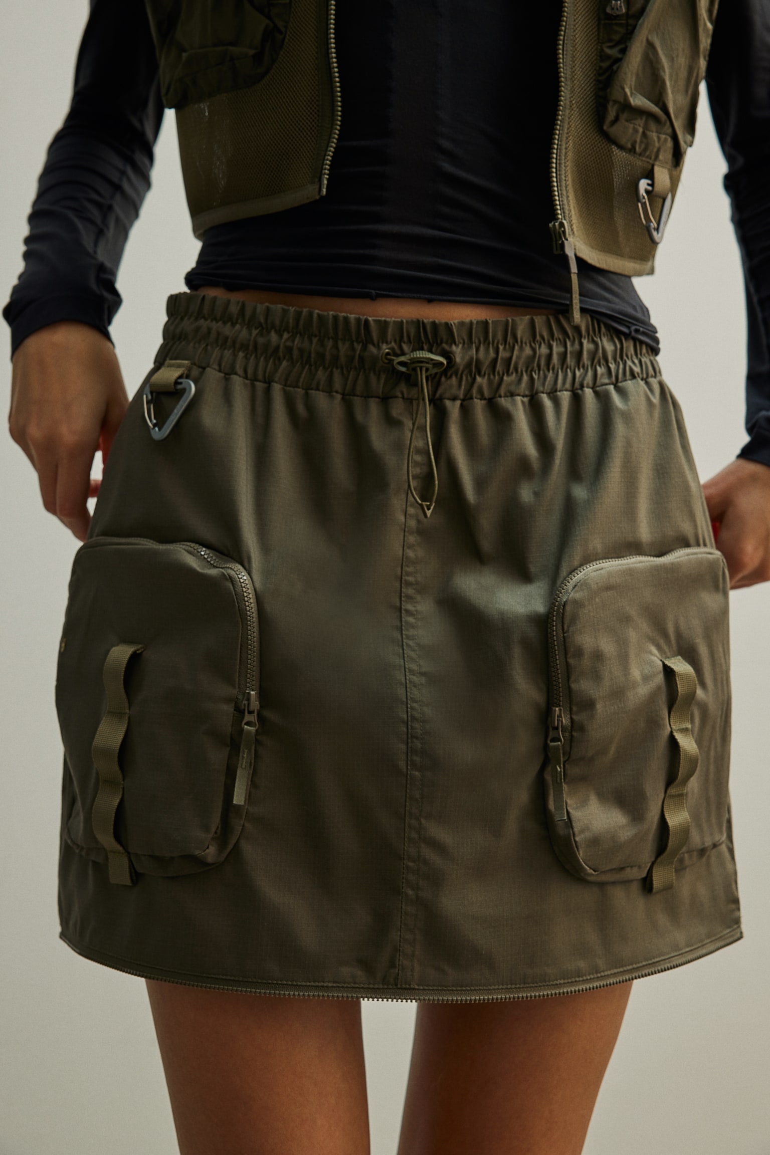 Water Repellent Zip Off Hiking Skirt - Khaki green - 3