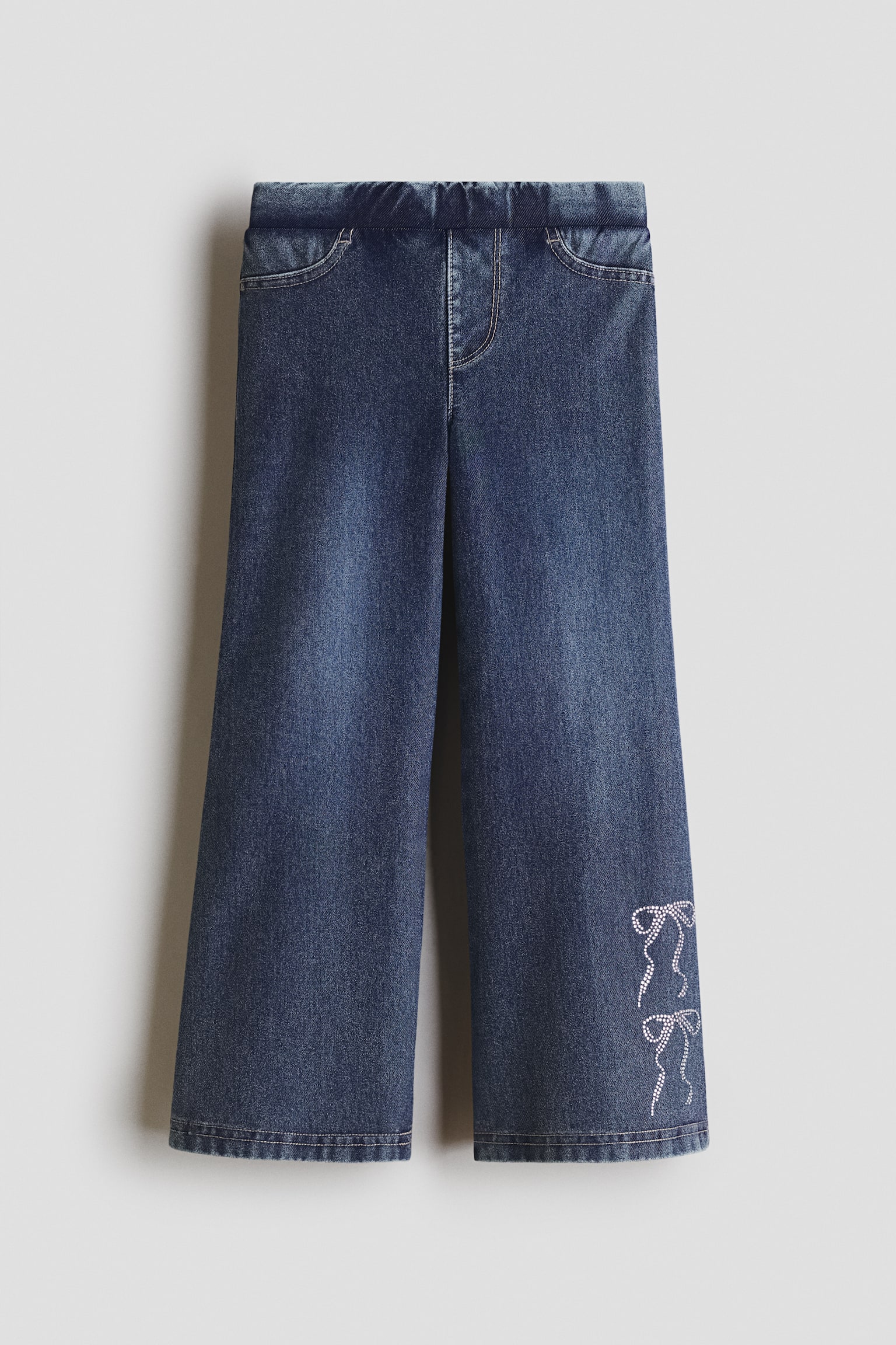 Jegging large à l'aspect denim - Bleu denim/nœuds/Gris/imprimé léopard/Bleu denim/cœurs/Bleu denim foncé/cœurs/Bleu denim foncé/cerises/Rose ancien clair/cœurs/Gris denim foncé/étoiles - 1