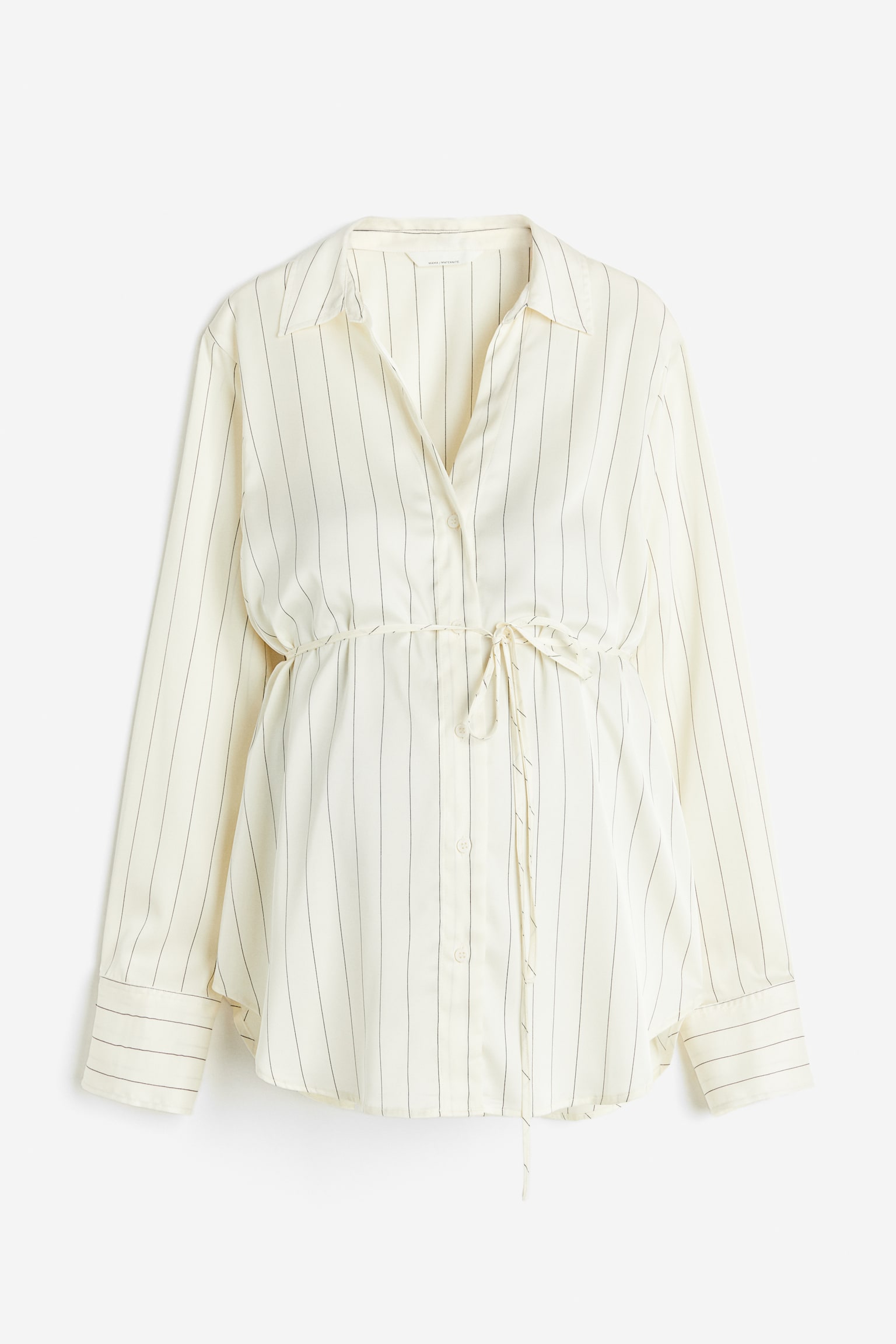 MAMA Before & After tie-belt shirt - Cream/Pinstriped/Black - 2