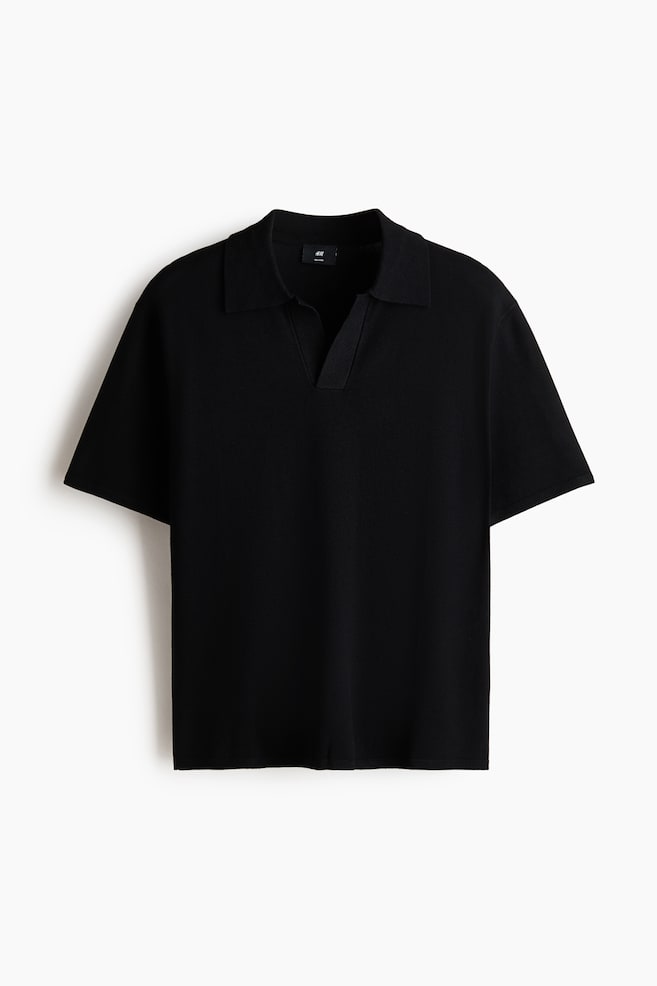 Relaxed-Fit Polo Shirt - Black/Gray melange/Cream - 1