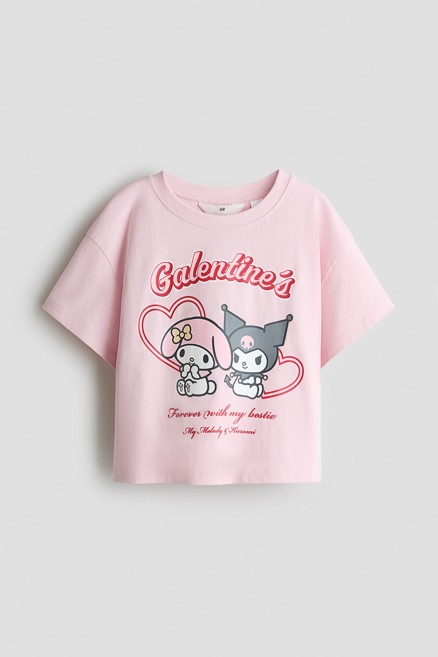 Print-motif cotton T-shirt - Light pink/Kuromi