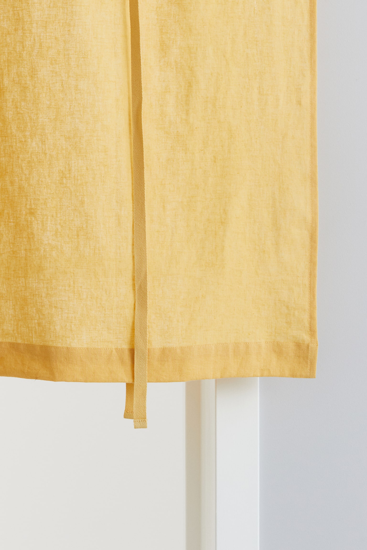 Linen-blend roll-up curtain - Yellow/White/Light beige - 2