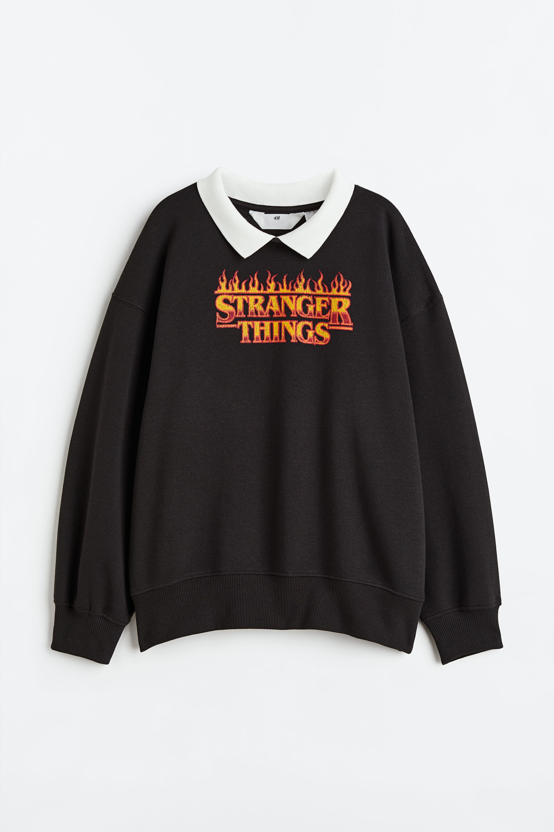 Oversized sweater - Lange mouwen - Lang - Zwart/Stranger Things - KINDEREN  | H&M BE