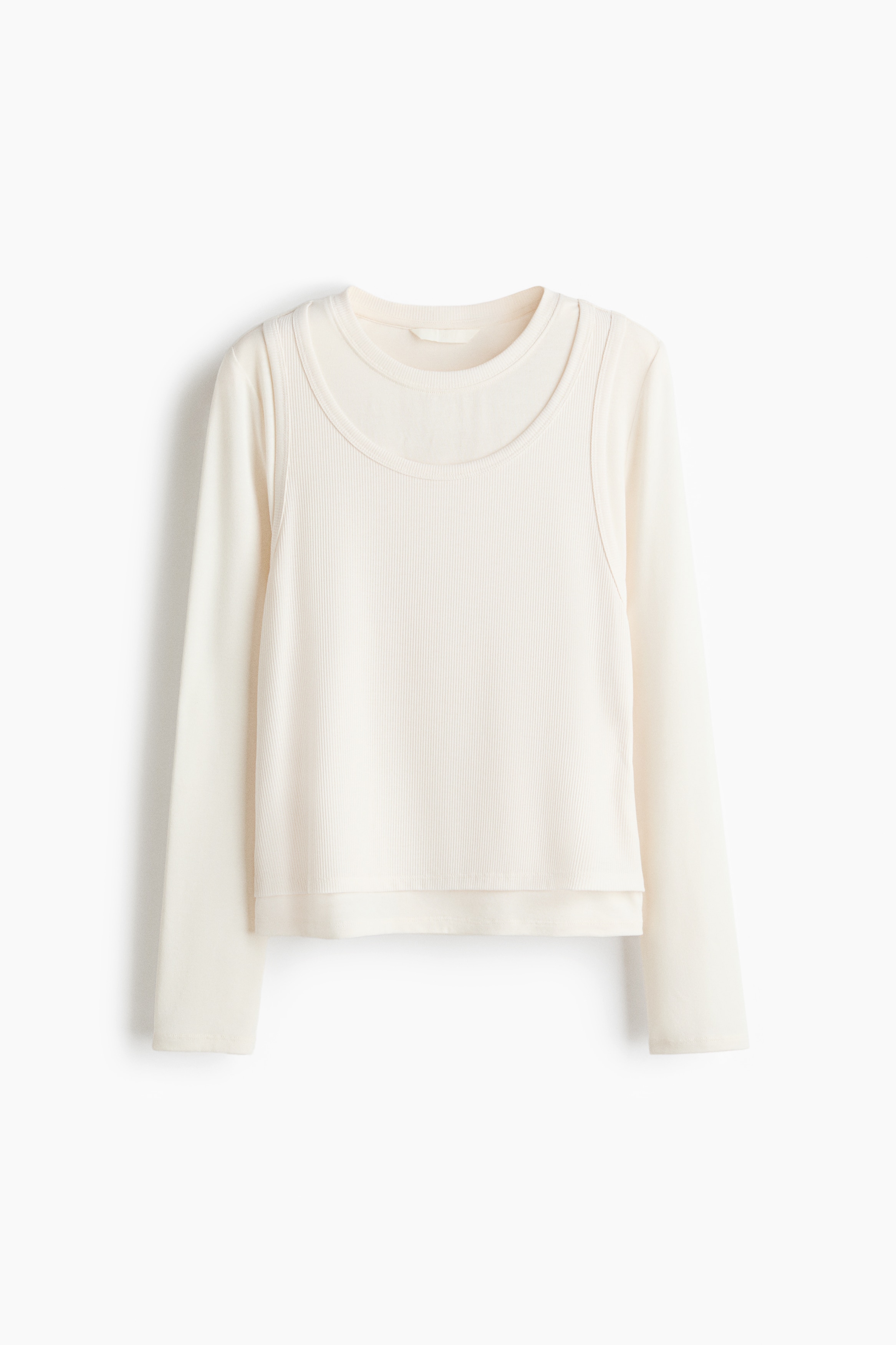 レイヤードトップス - ホワイト/ブラック/グレーメランジ