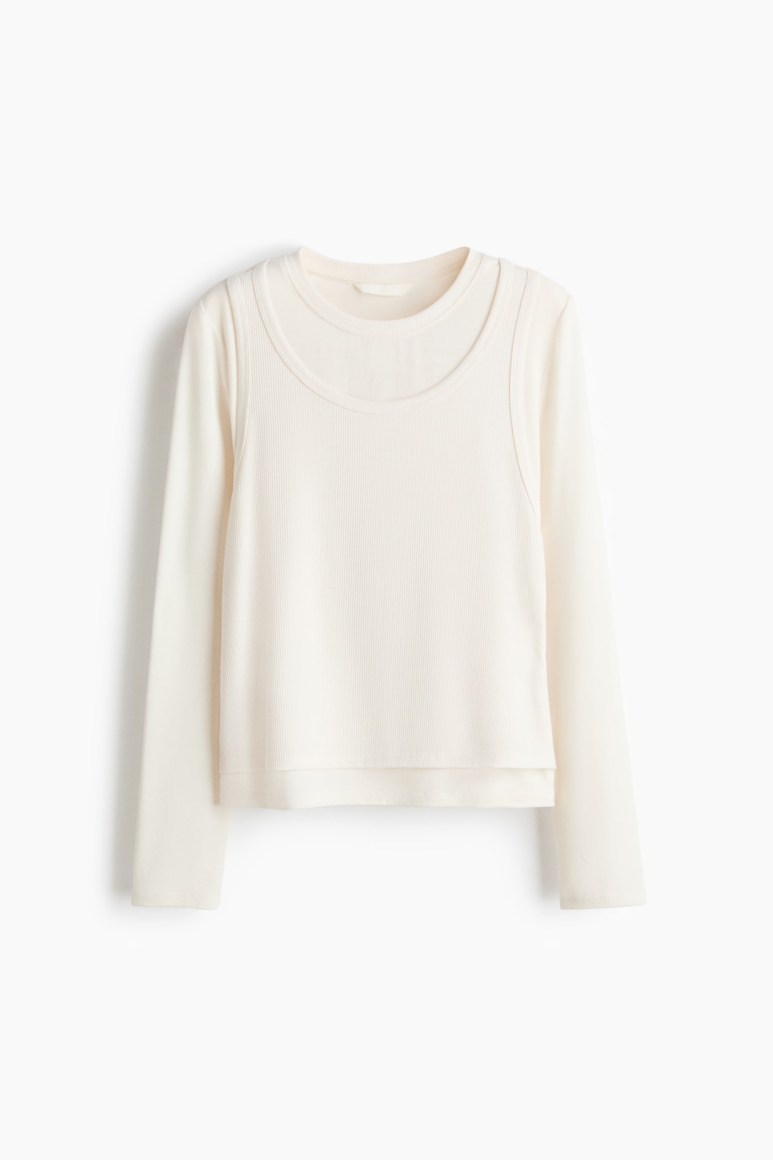 レイヤードトップス - ホワイト/ブラック/グレーメランジ - 2