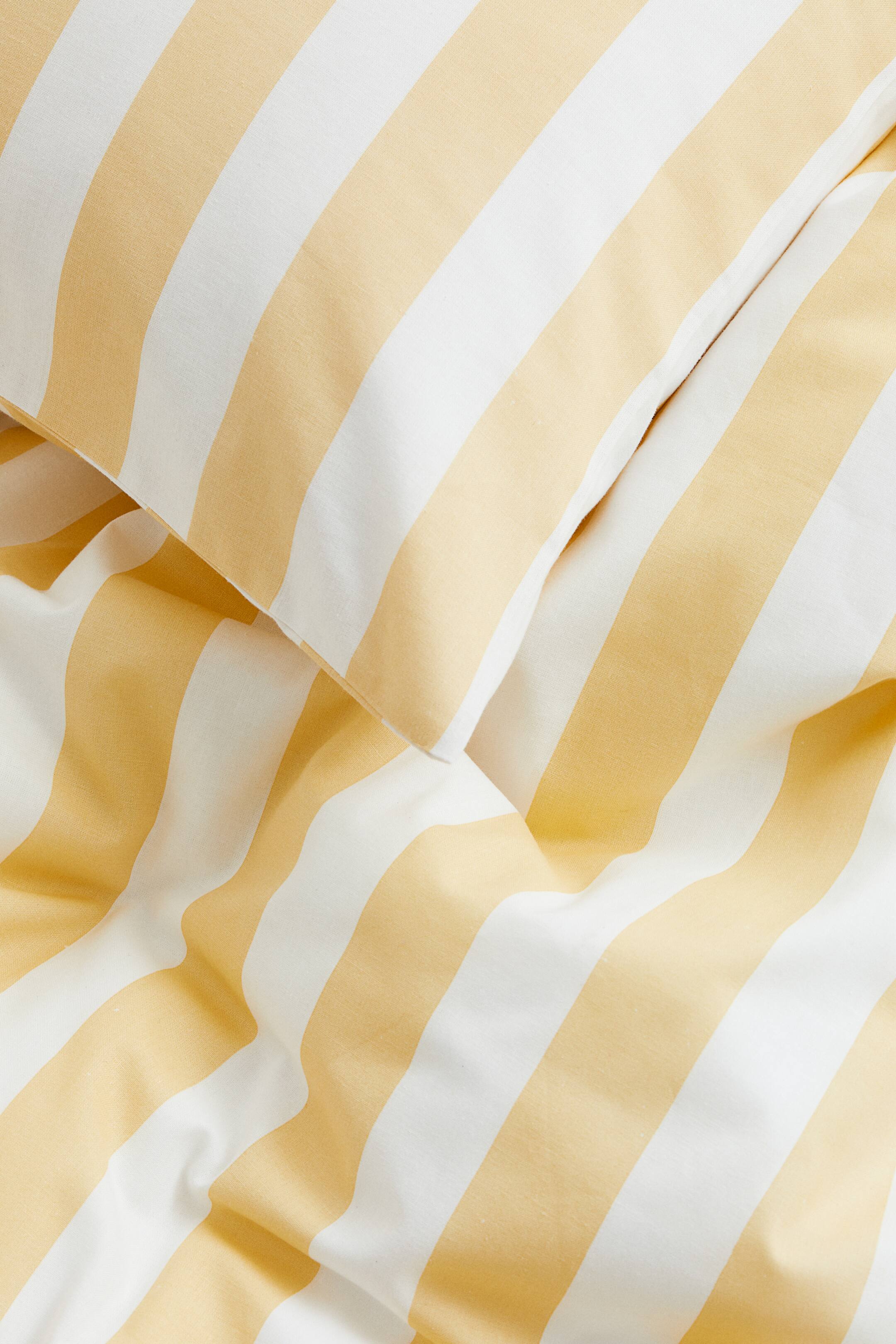 Striped Twin Duvet Cover Set Light yellow/striped Home All H&M US