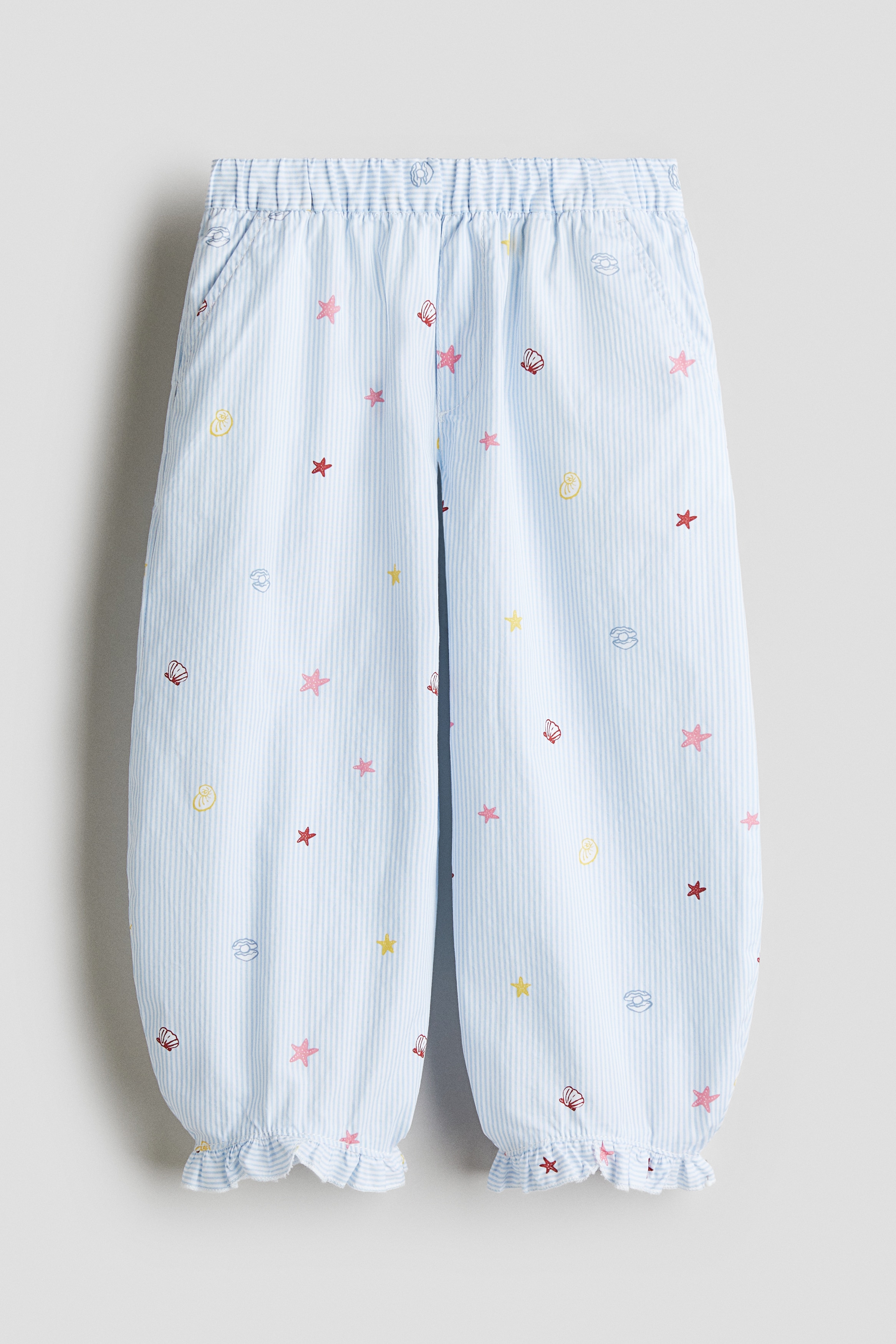Ruffle-Trimmed Joggers - Light blue/patterned/White