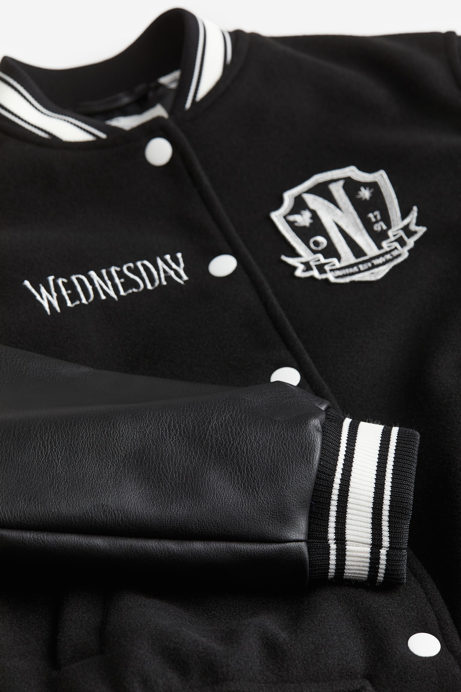 Appliqué Baseball Jacket - Black/Wednesday - 2