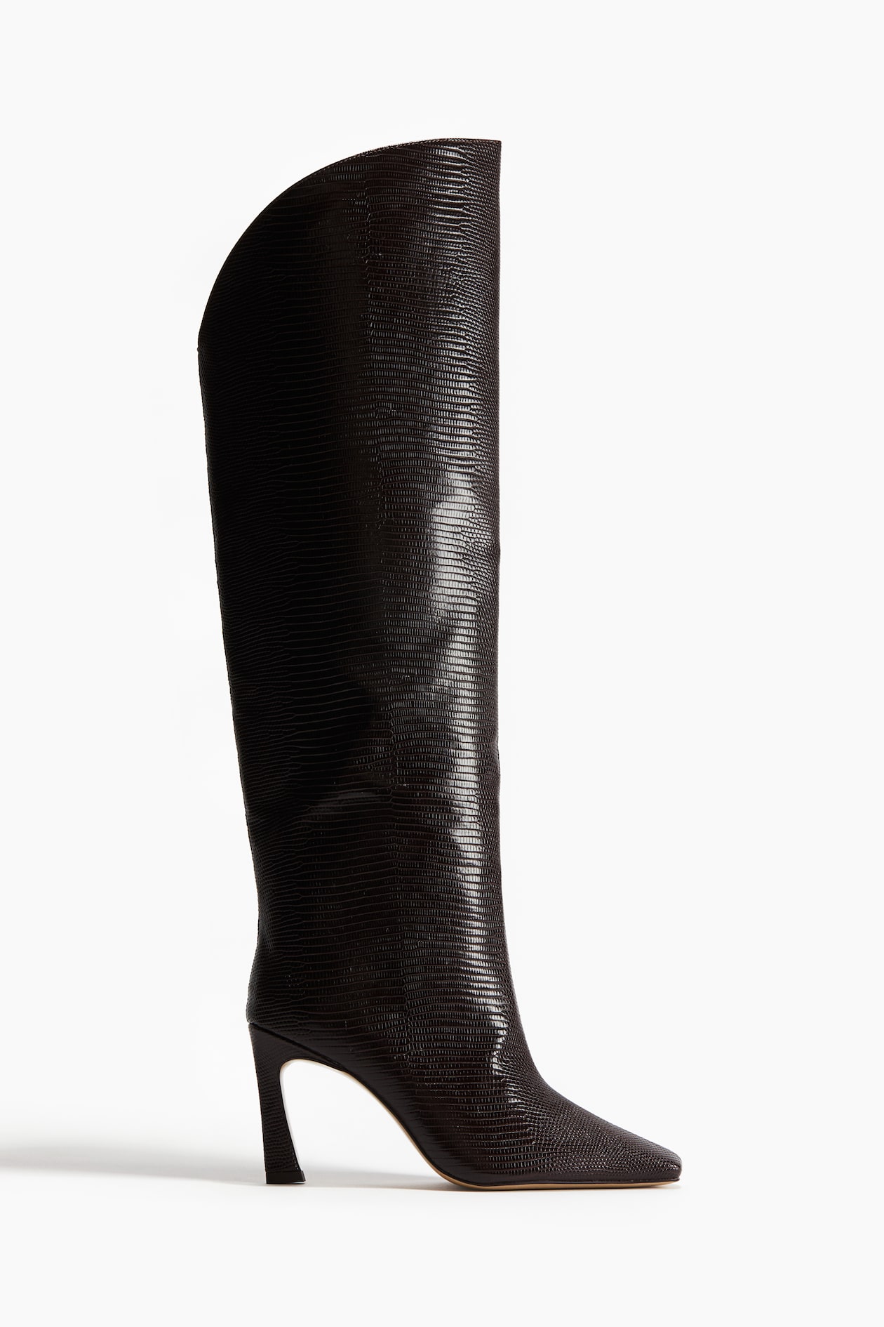 Kneehigh boots Ciemnobrązowy/Wzór ONA H&M PL