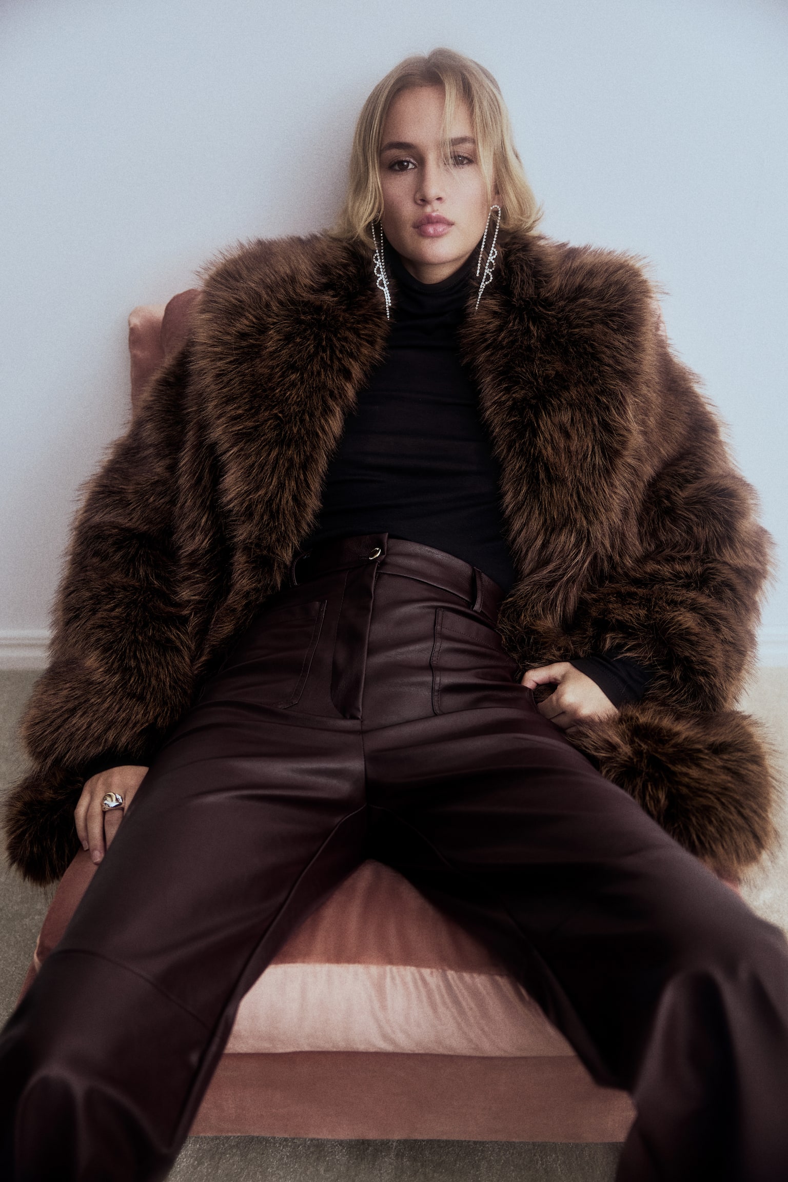 Flared coated trousers - Burgundy - 1