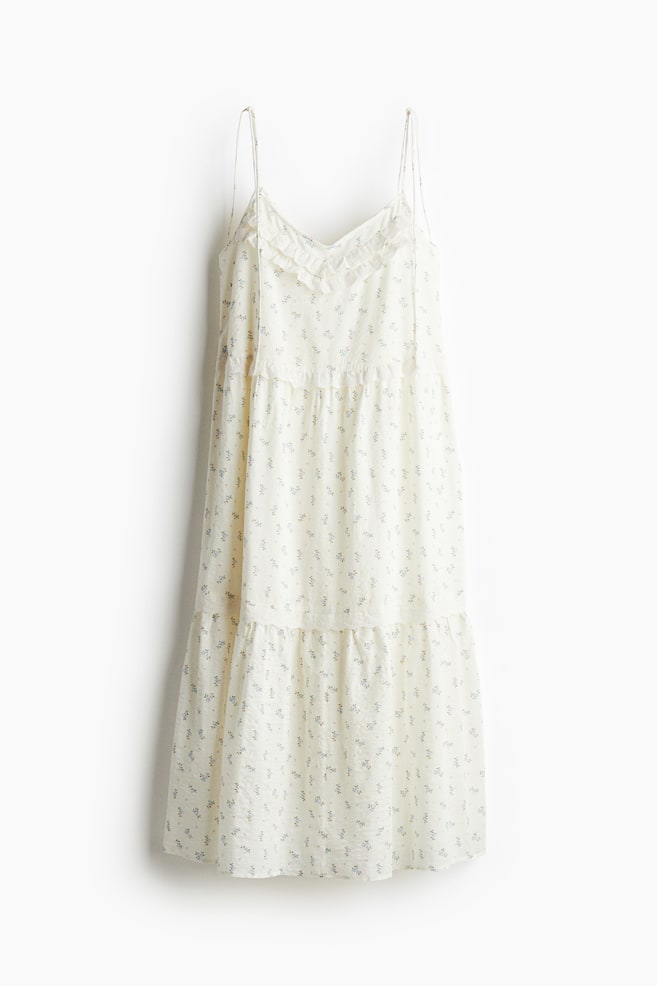 Vestido con tirantes de lazo - Blanco/Floral/Negro/Blanco - 1